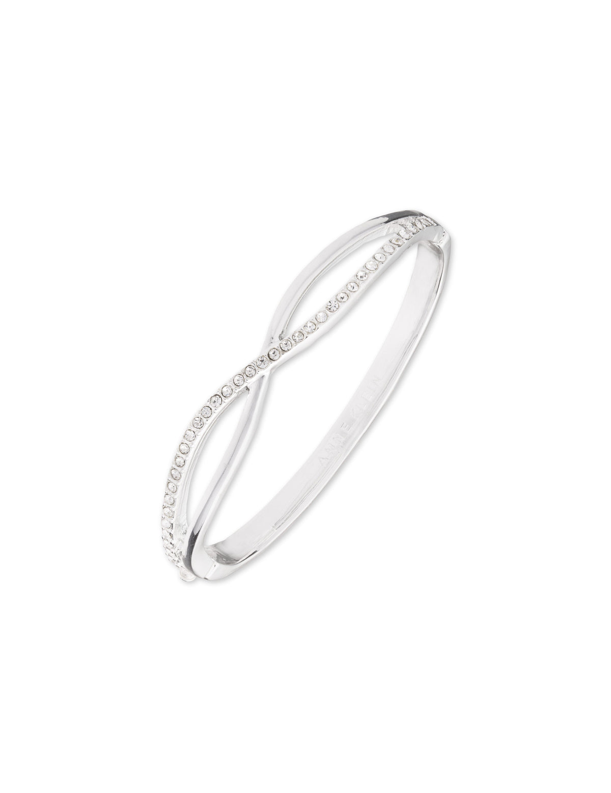 Crisscross Crystal Bangle Bracelet - Anne Klein Silver-Tone