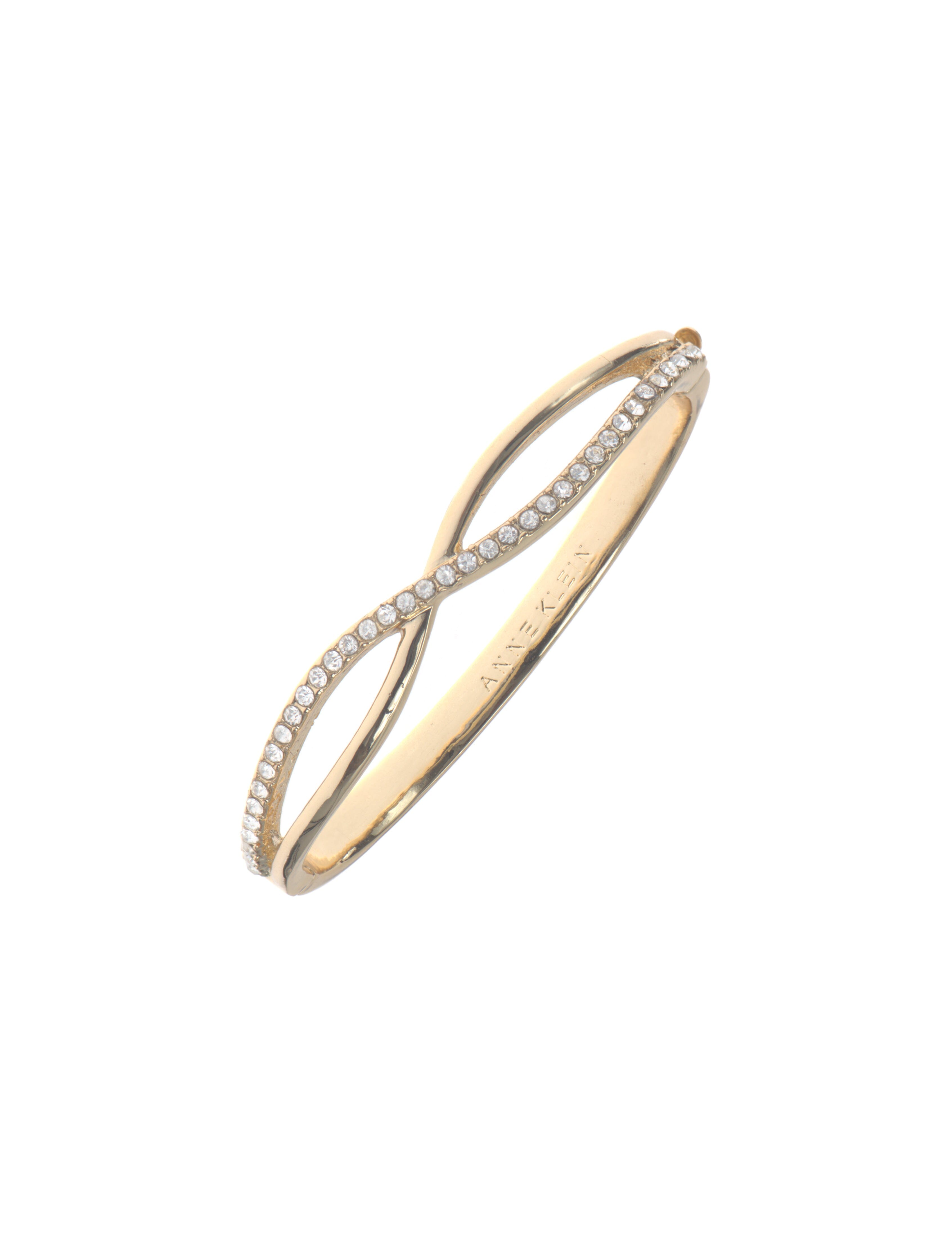 Crisscross Crystal Bangle Bracelet - Anne Klein Gold-Tone