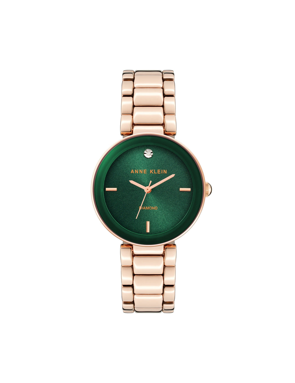 Diamond Dial Bracelet Watch - Anne Klein Rose-Tone/Green