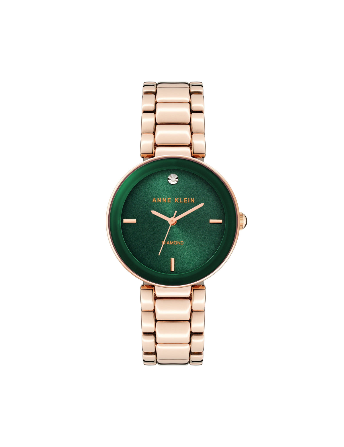 Diamond Dial Bracelet Watch - Anne Klein Rose-Tone/Green