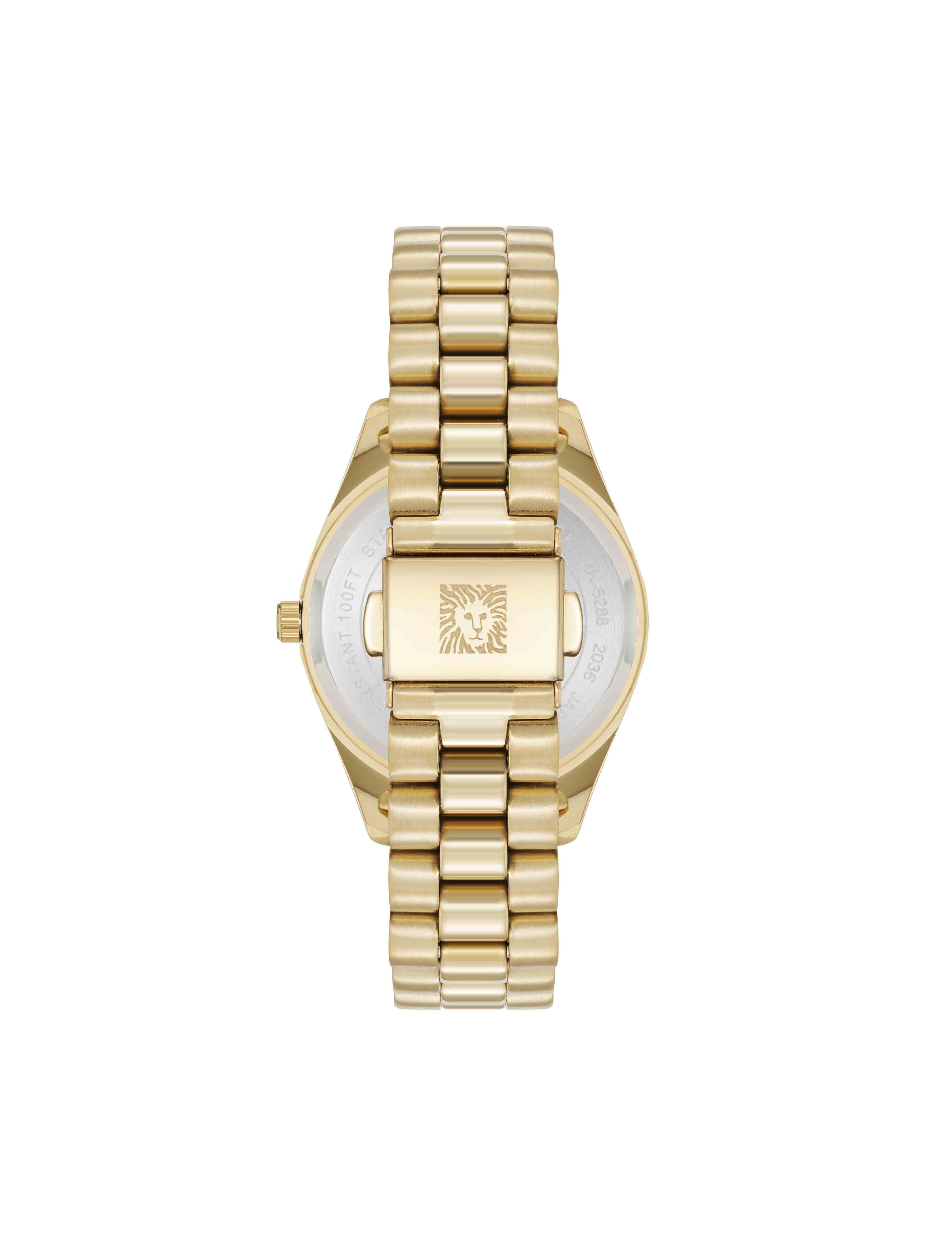Stainless Steel Floral Dial Watch - Anne Klein Gold-Tone