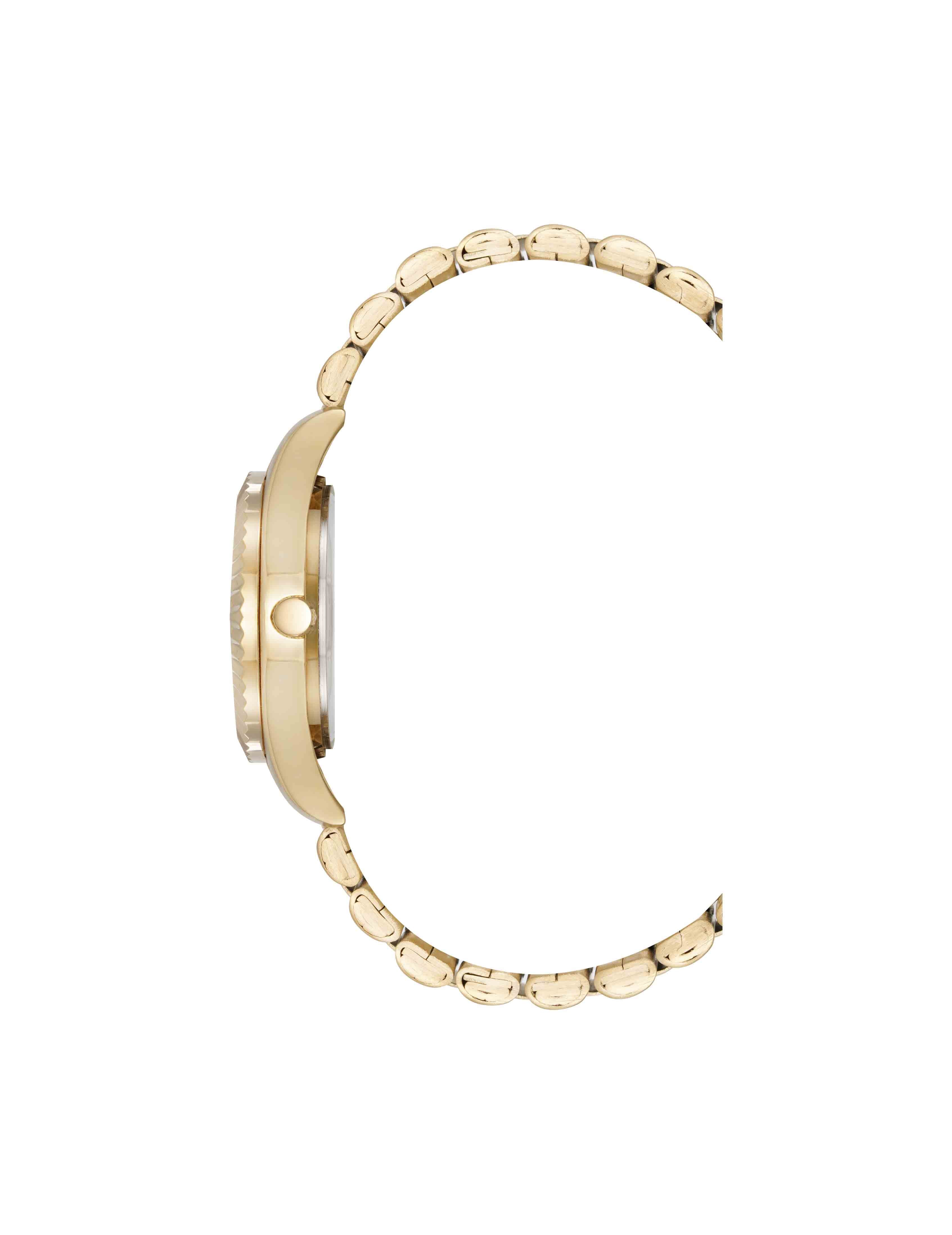 Stainless Steel Floral Dial Watch - Anne Klein Gold-Tone