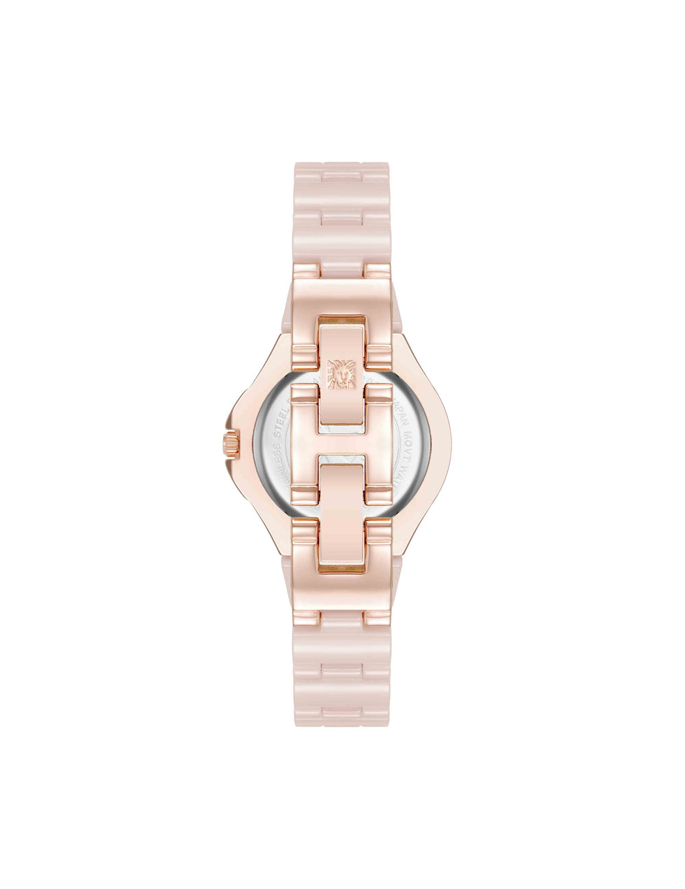 Ceramic Bracelet & Bezel Watch with Diamond - Anne Klein Rose-Tone/Blush Pink