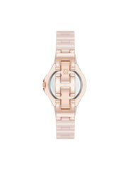 Ceramic Bracelet & Bezel Watch with Diamond - Anne Klein Rose-Tone/Blush Pink