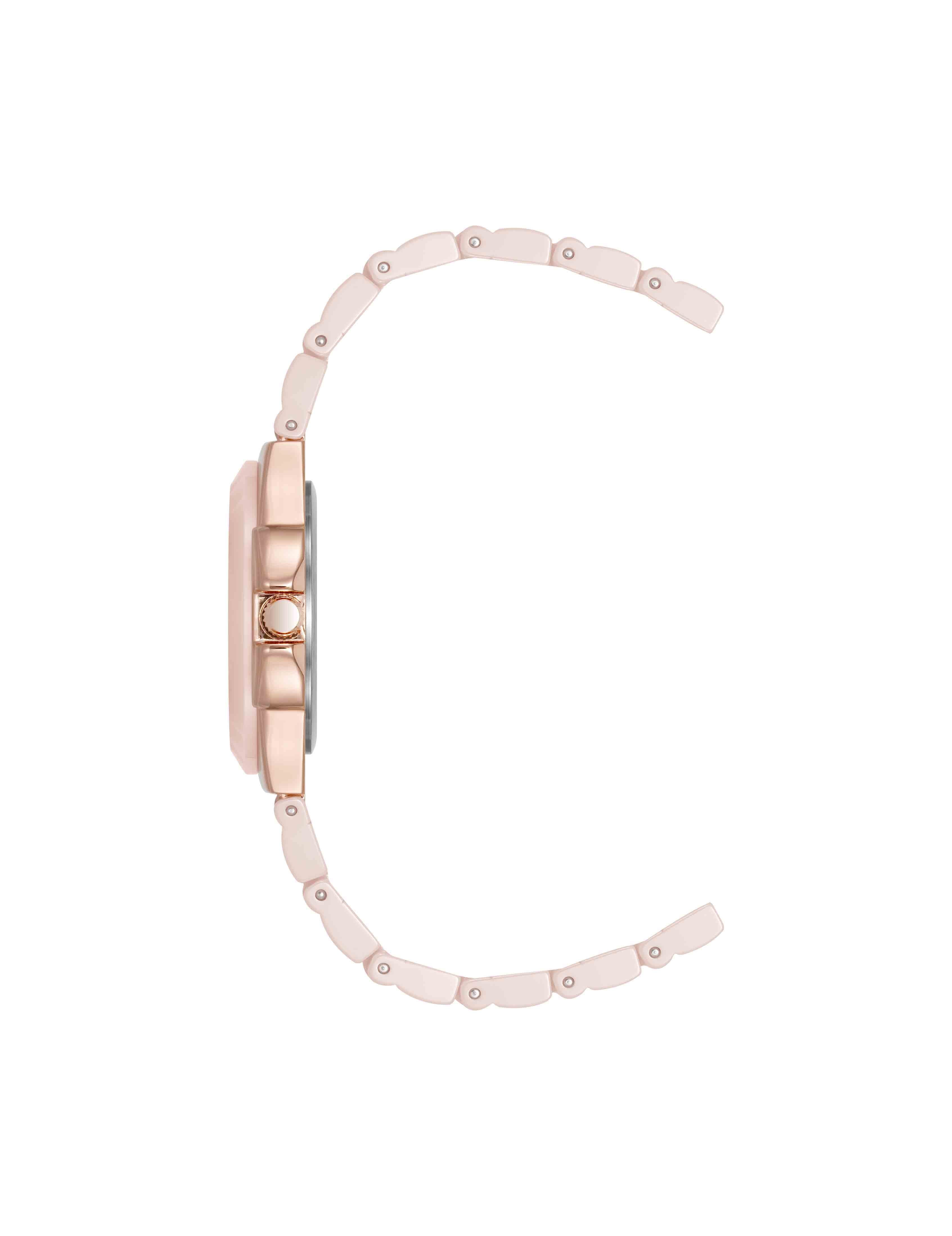 Ceramic Bracelet & Bezel Watch with Diamond - Anne Klein Rose-Tone/Blush Pink