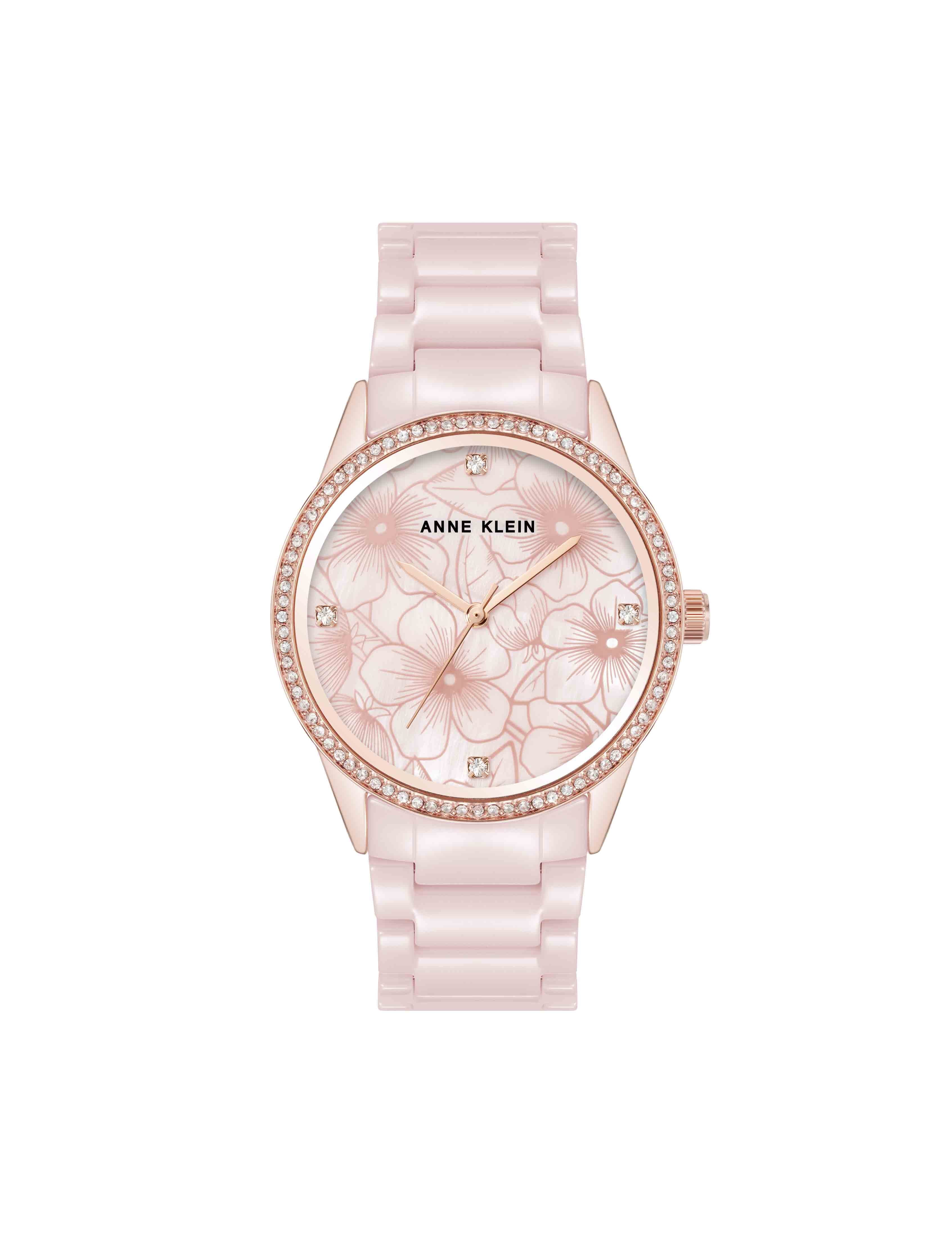 Ceramic Floral Dial Watch in Blush Pink - Anne Klein Blush/Rose-Tone