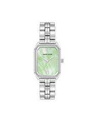 Octagonal Shaped Metal Bracelet Watch - Anne Klein Mint/Silver-Tone