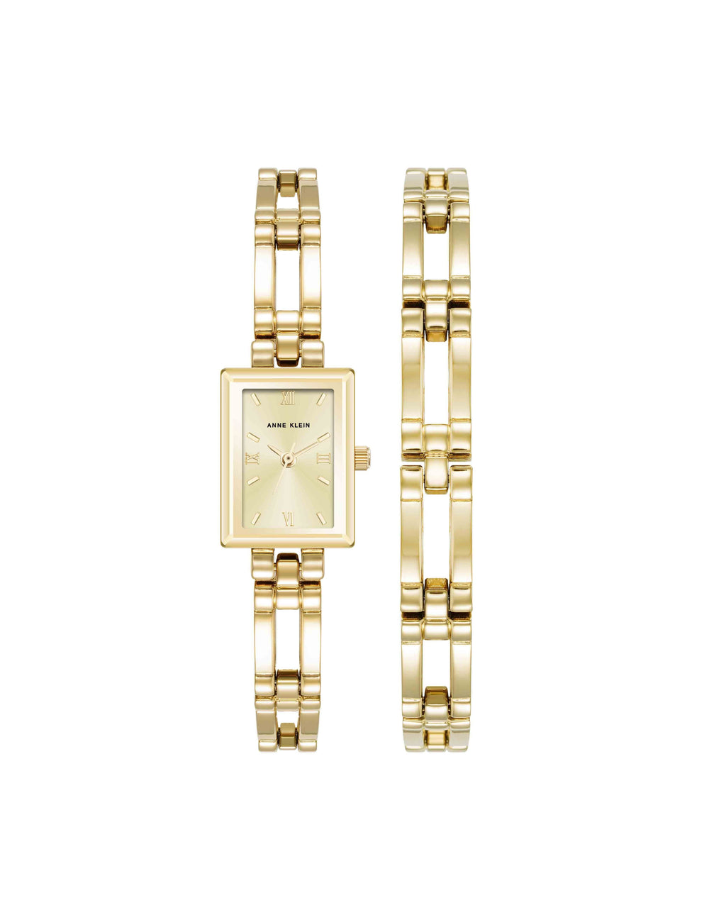 Rectangular Bangle Watch & Bracelet Set - Anne Klein Gold-Tone