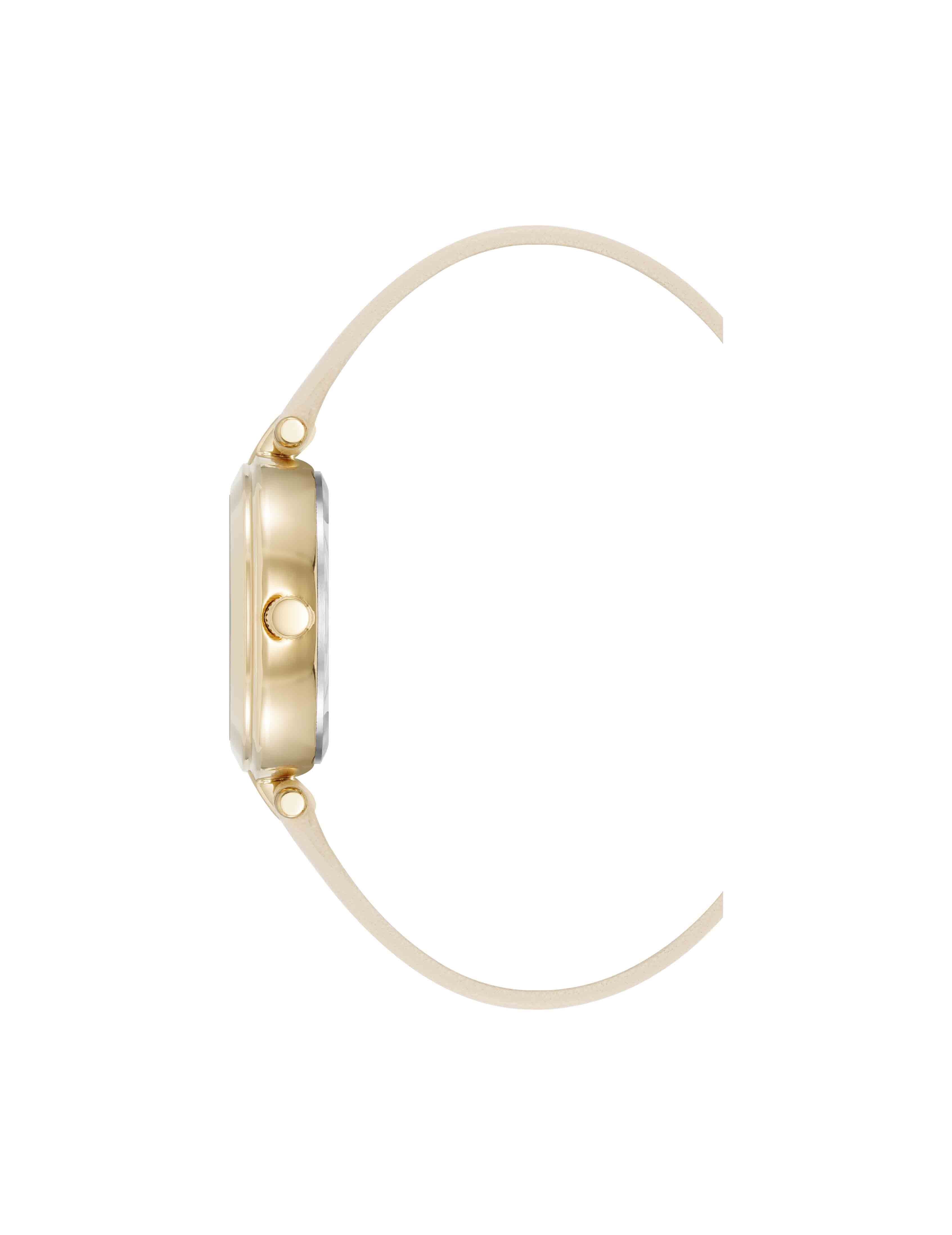 Sustainable Leather Band Watch, Mother of Pearl - Anne Klein Gold-Tone/Beige
