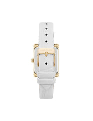 Rectangular Leather Band Watch - Anne Klein Gold-Tone/White