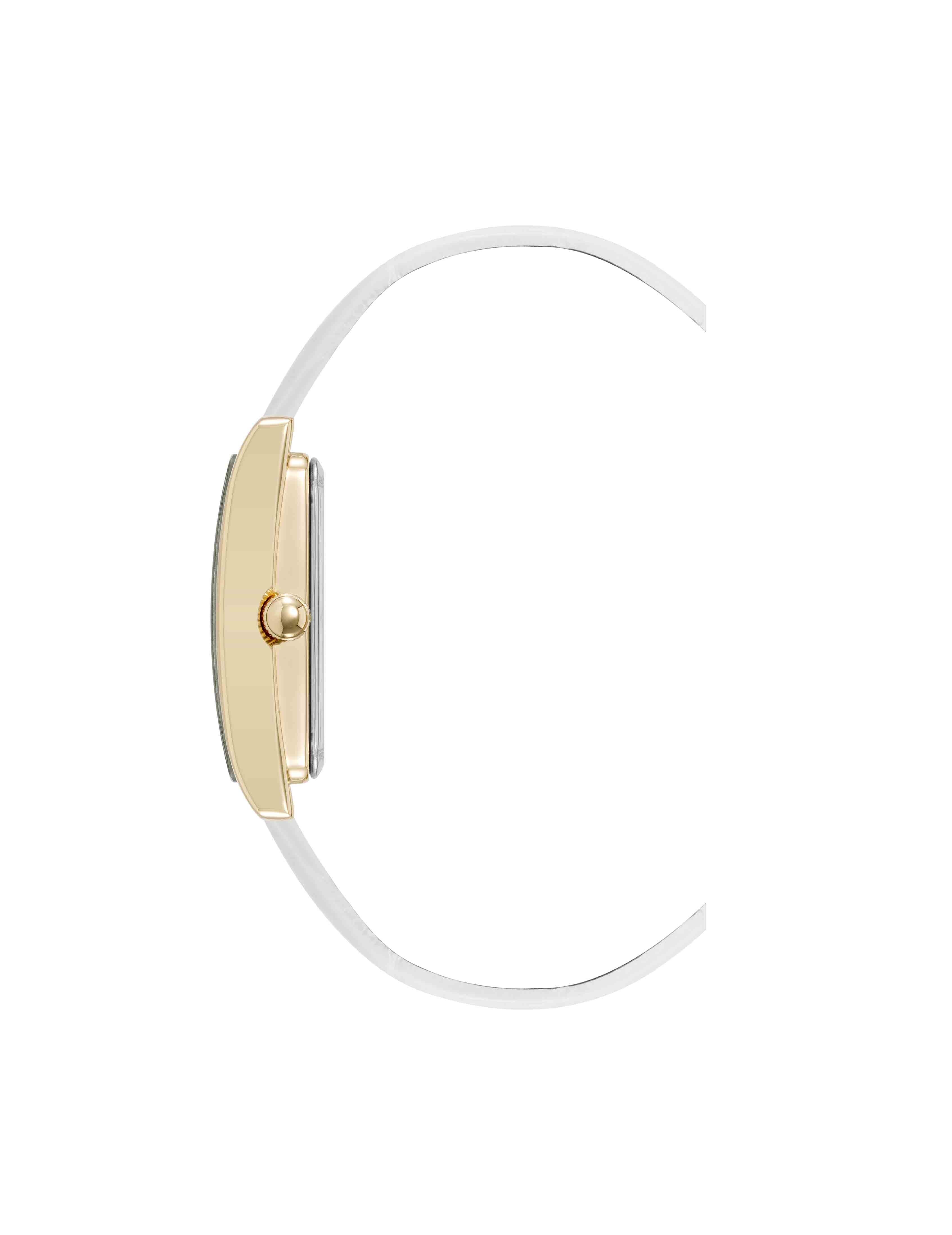 Rectangular Leather Band Watch - Anne Klein Gold-Tone/White