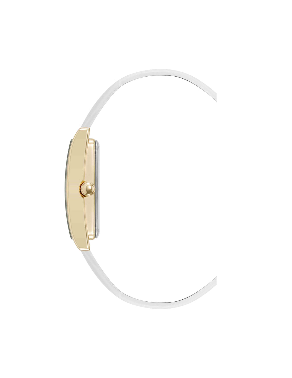 Rectangular Leather Band Watch - Anne Klein Gold-Tone/White