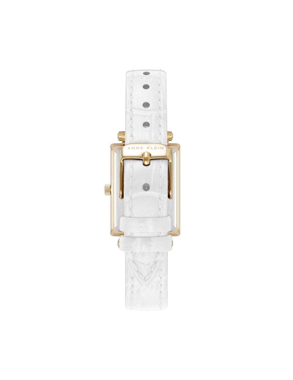 Rectangular Sustainable Leather Watch - Anne Klein Gold-Tone/White