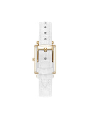 Rectangular Sustainable Leather Watch - Anne Klein Gold-Tone/White
