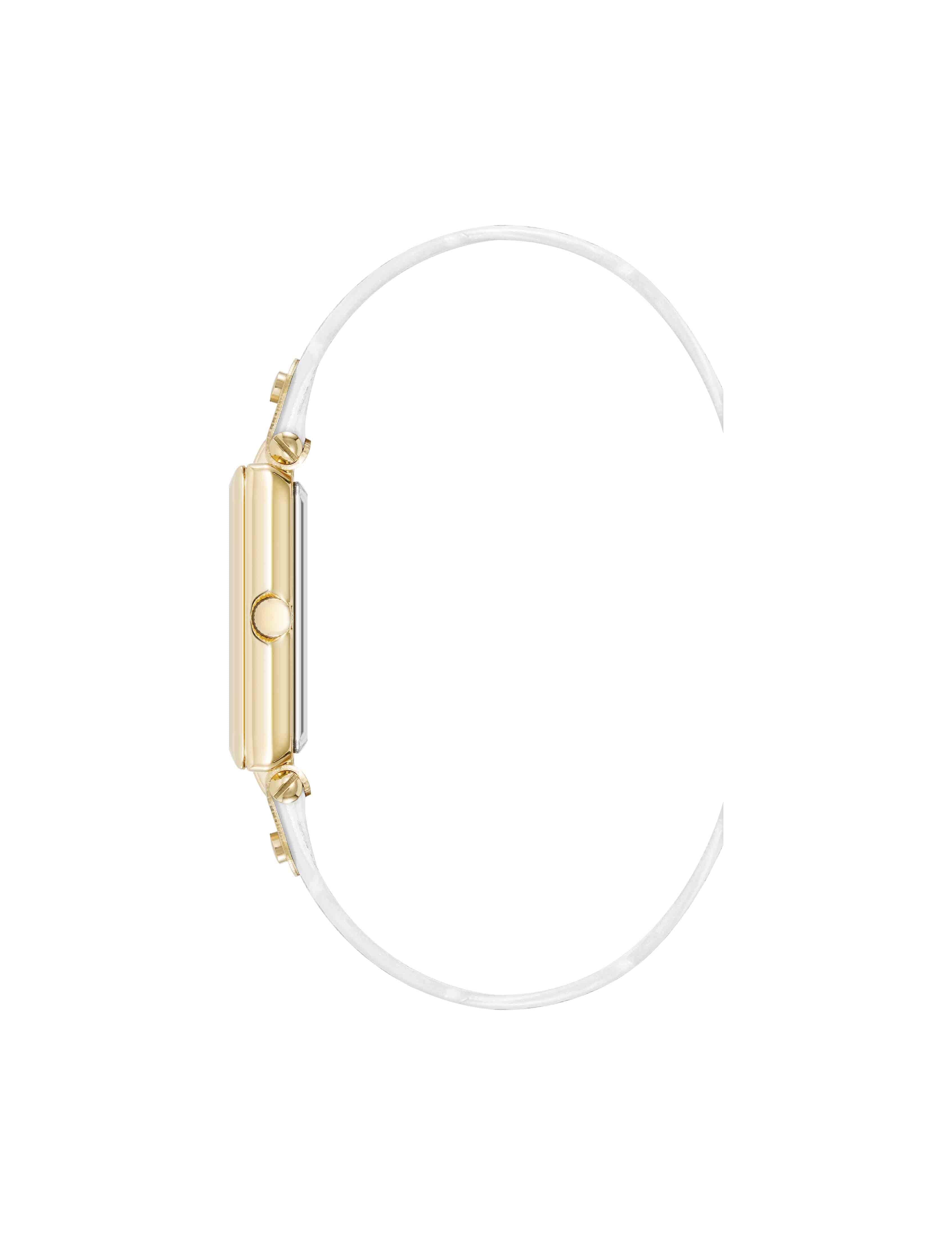 Rectangular Sustainable Leather Watch - Anne Klein Gold-Tone/White