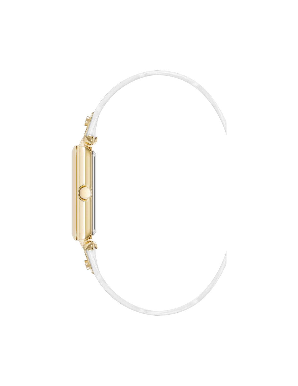 Rectangular Sustainable Leather Watch - Anne Klein Gold-Tone/White