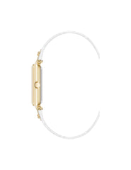 Rectangular Sustainable Leather Watch - Anne Klein Gold-Tone/White