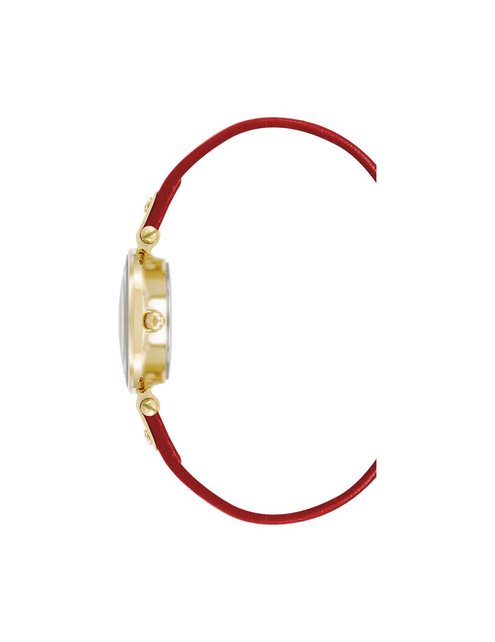 Sustainable Leather Strap Watch - Anne Klein Gold-Tone/Red
