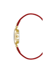 Sustainable Leather Strap Watch - Anne Klein Gold-Tone/Red