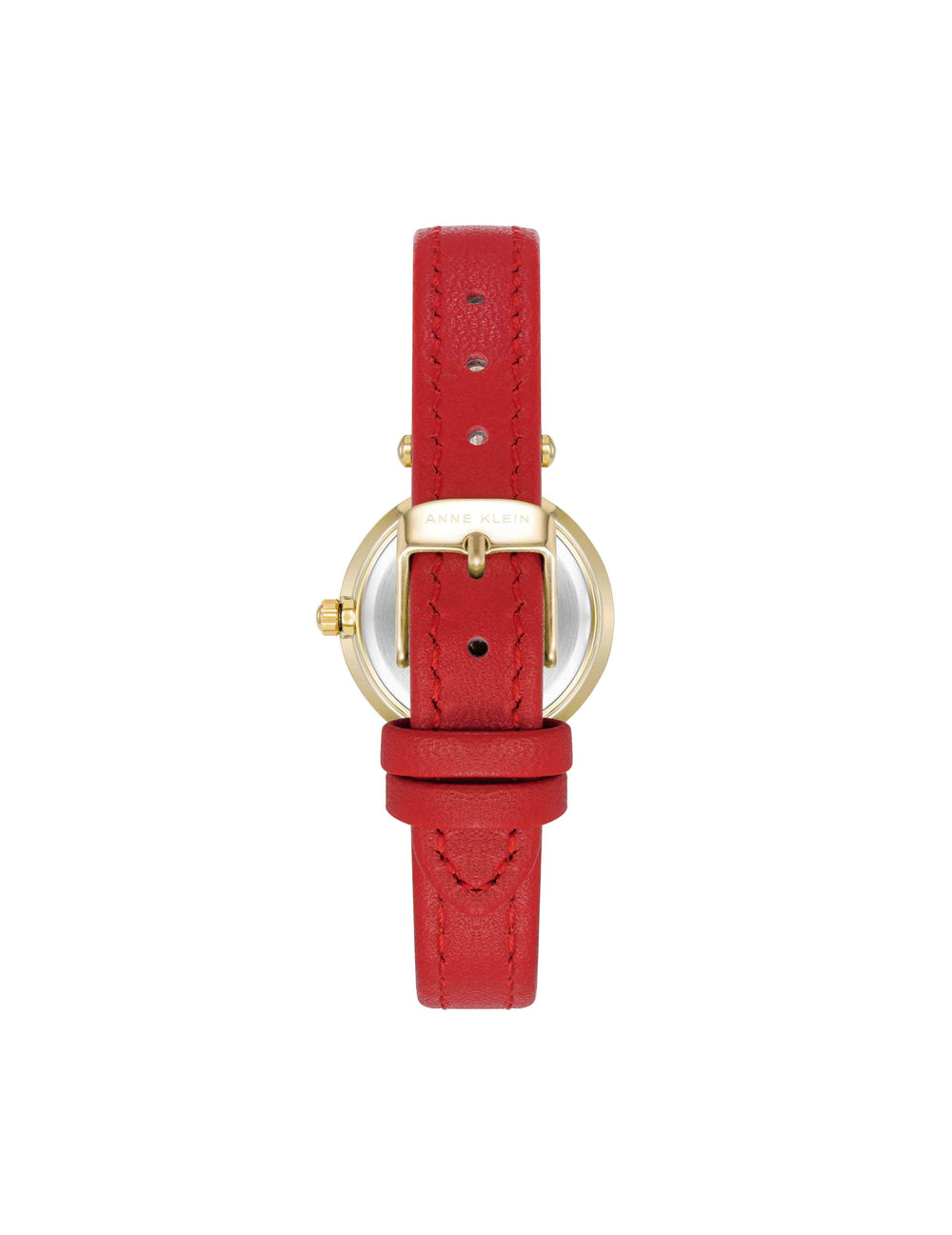 Sustainable Leather Strap Watch - Anne Klein Gold-Tone/Red