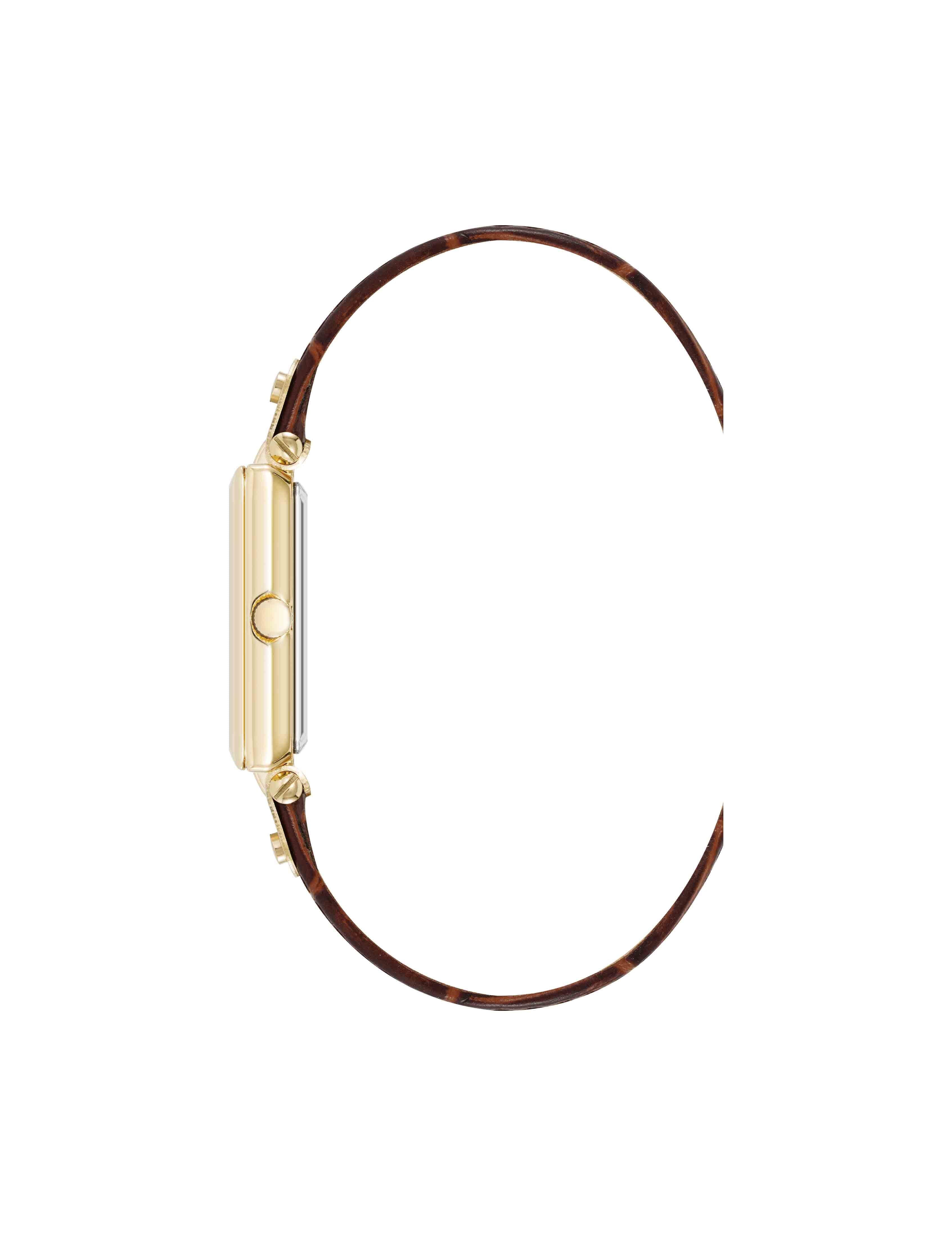 Rectangular Case Leather Strap Watch - Anne Klein Gold-Tone/Brown