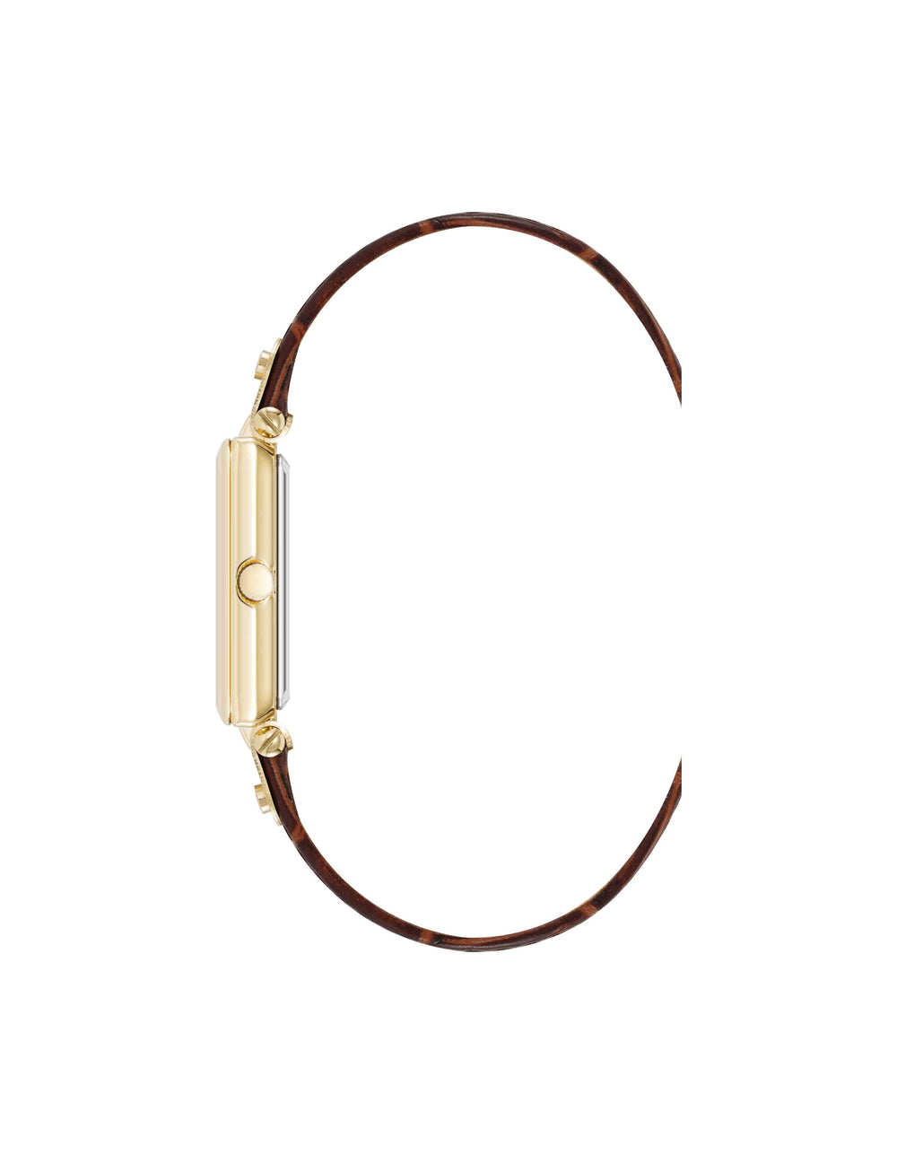 Rectangular Case Leather Strap Watch - Anne Klein Gold-Tone/Brown
