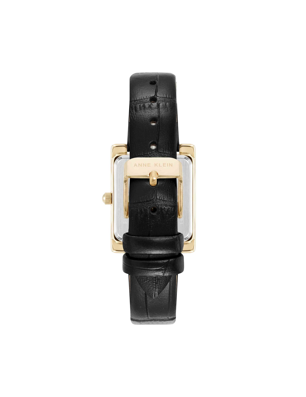 Rectangular Leather Band Watch - Anne Klein Gold-Tone/Black