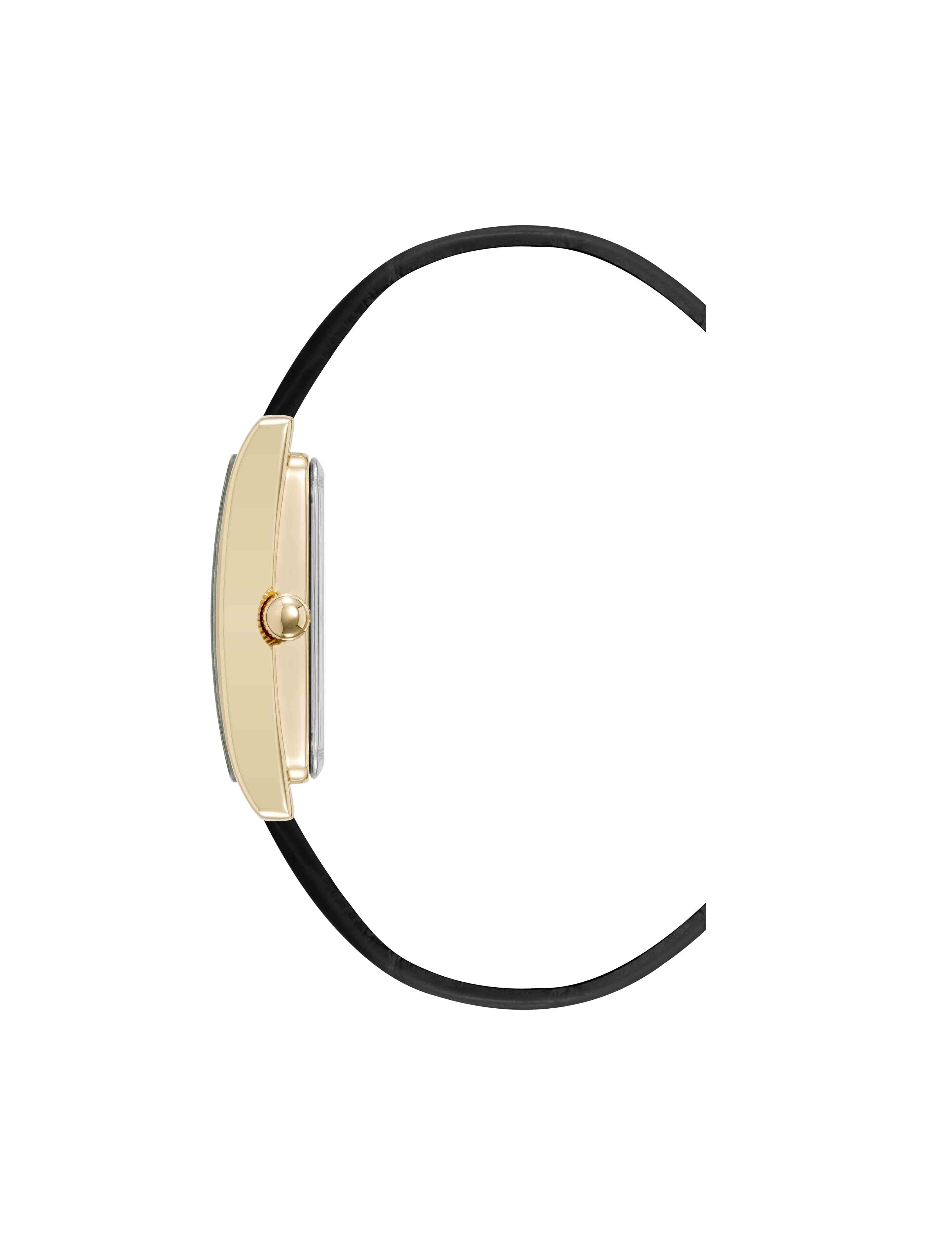 Rectangular Leather Band Watch - Anne Klein Gold-Tone/Black