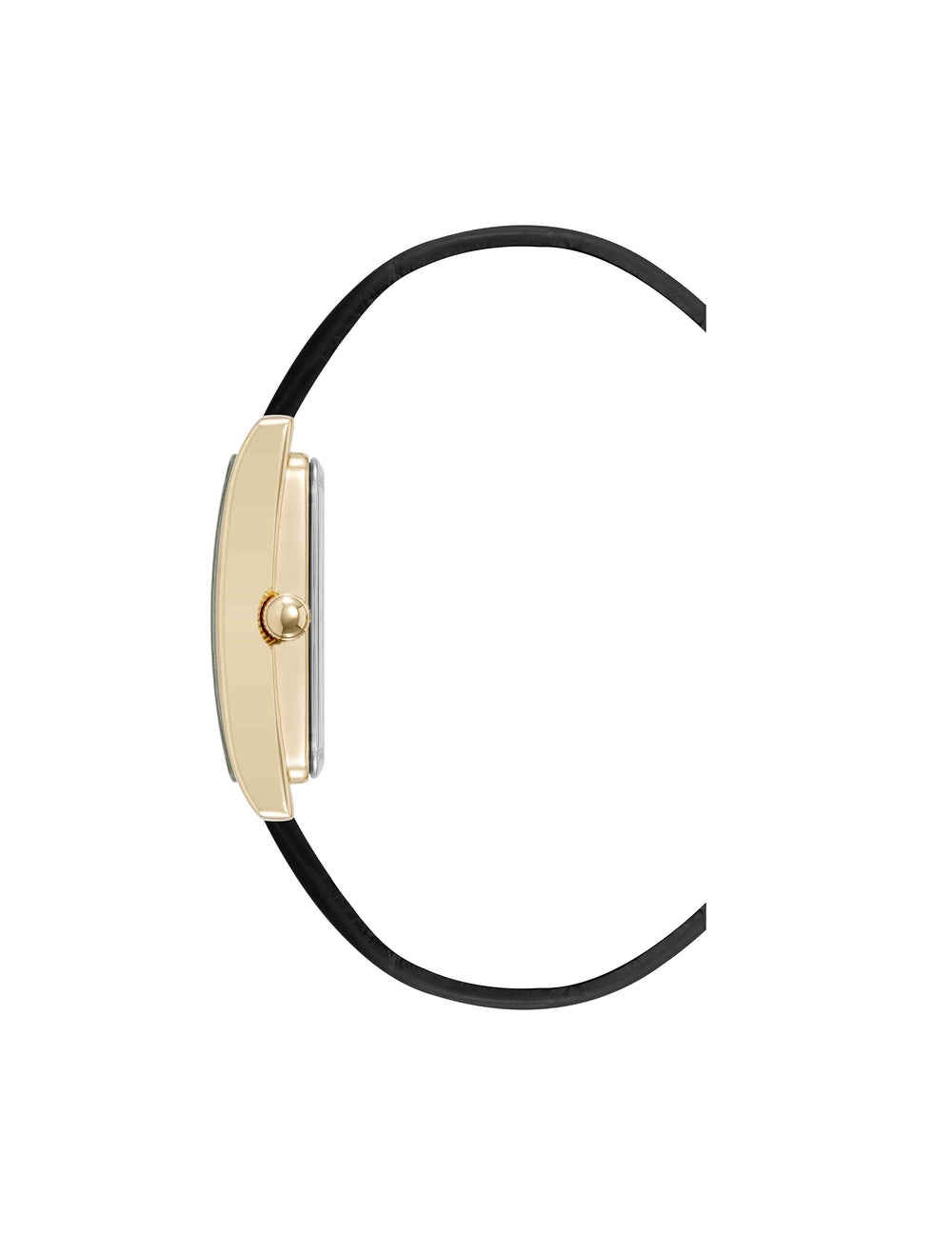 Rectangular Leather Band Watch - Anne Klein Gold-Tone/Black