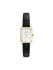 Octagonal Sustainable Leather Band Watch - Anne Klein Gold-Tone/Black