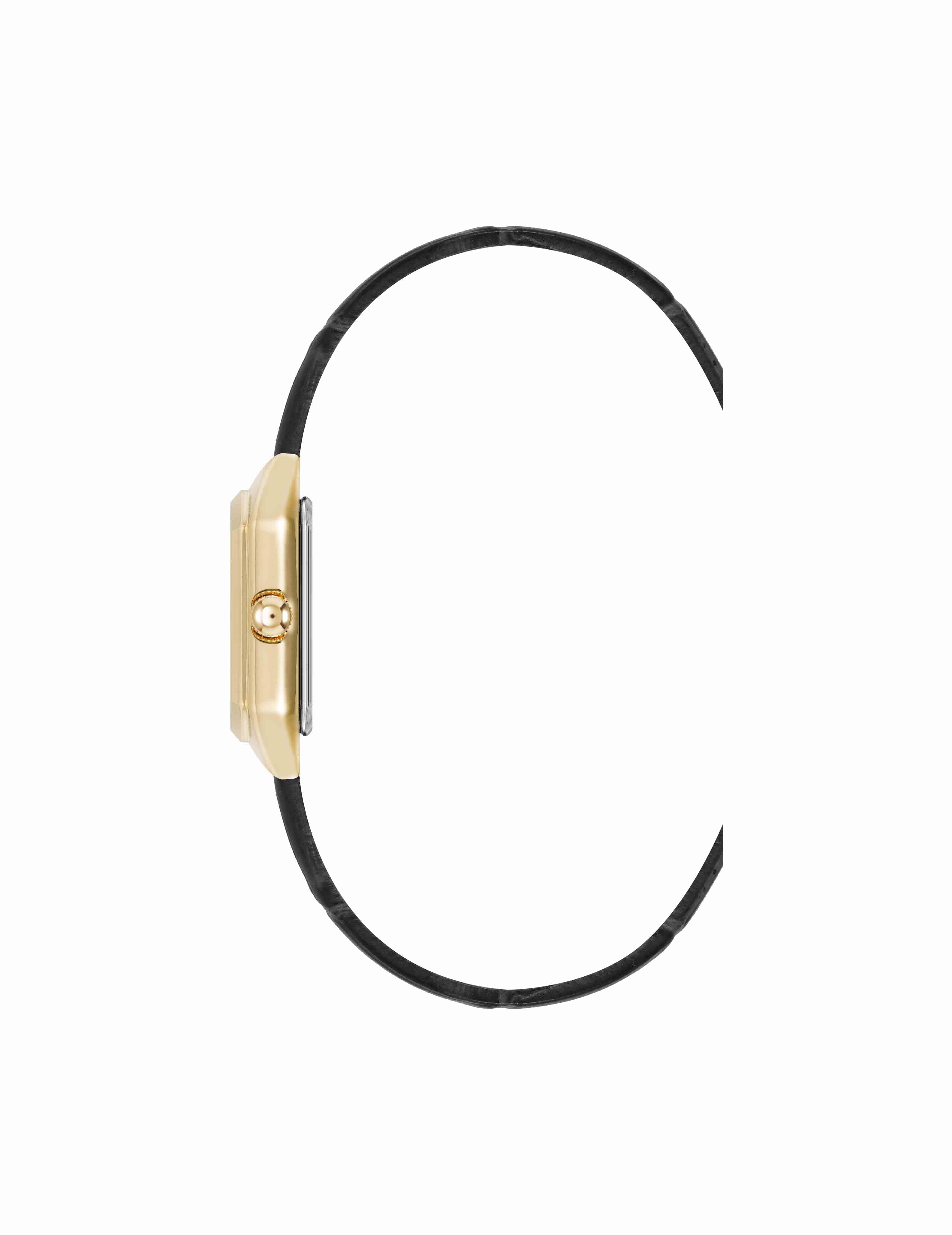 Octagonal Sustainable Leather Band Watch - Anne Klein Gold-Tone/Black