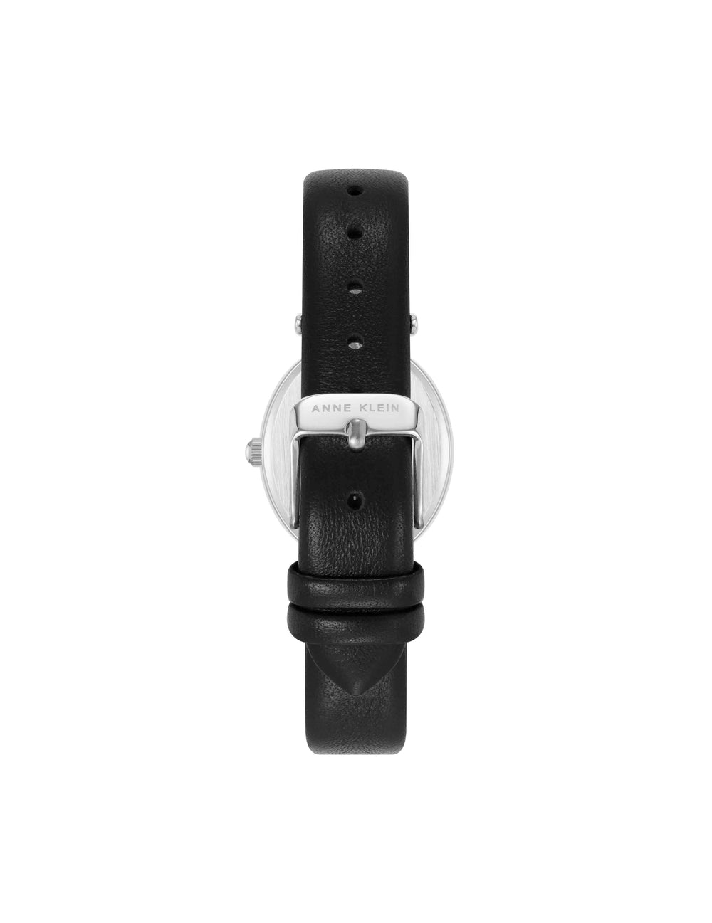 Oval Case Sustainable Leather Watch - Anne Klein Silver-Tone/Black