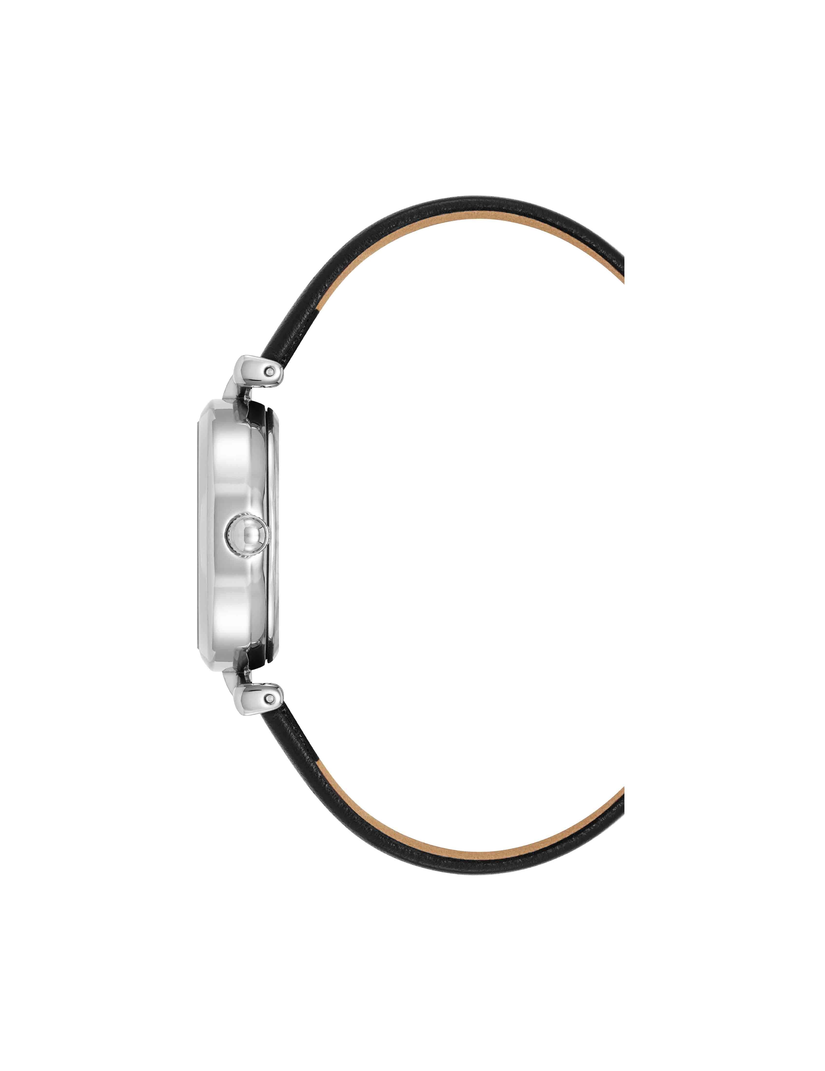 Oval Case Sustainable Leather Watch - Anne Klein Silver-Tone/Black