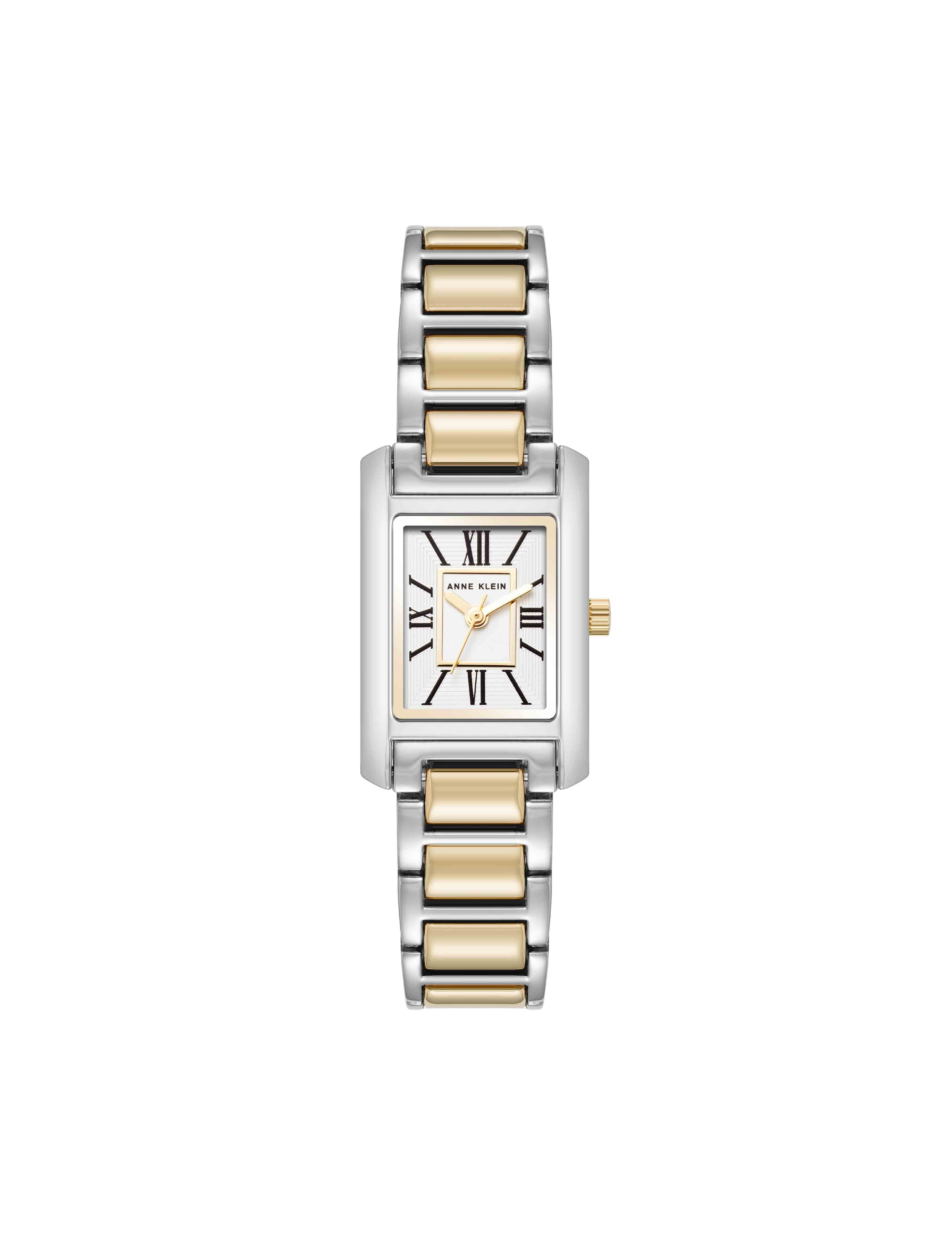 Rectangular Roman Numeral Watch - Anne Klein Two-Tone