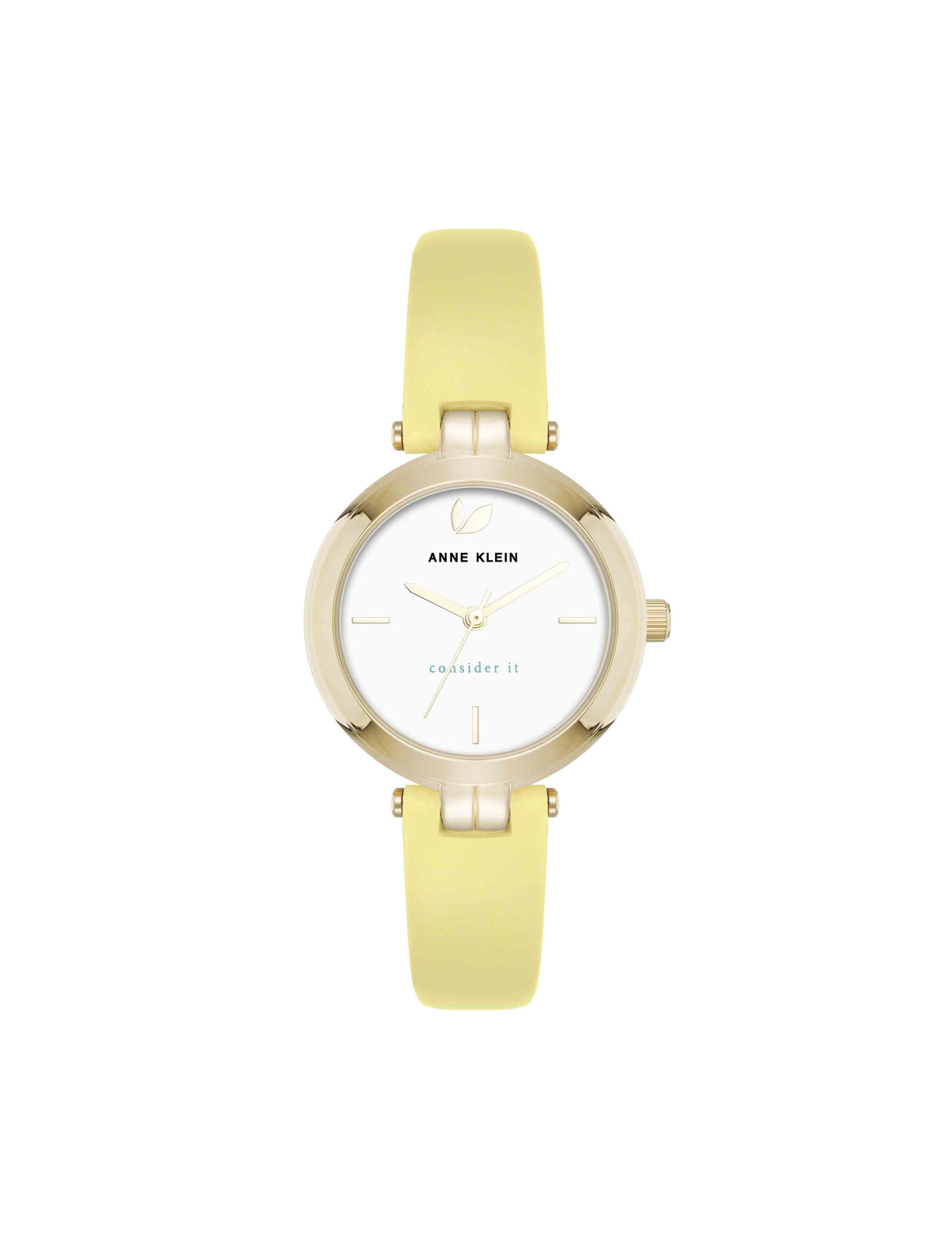 Sustainable Leather Band Watch, 32mm - Anne Klein Yellow/Gold-Tone