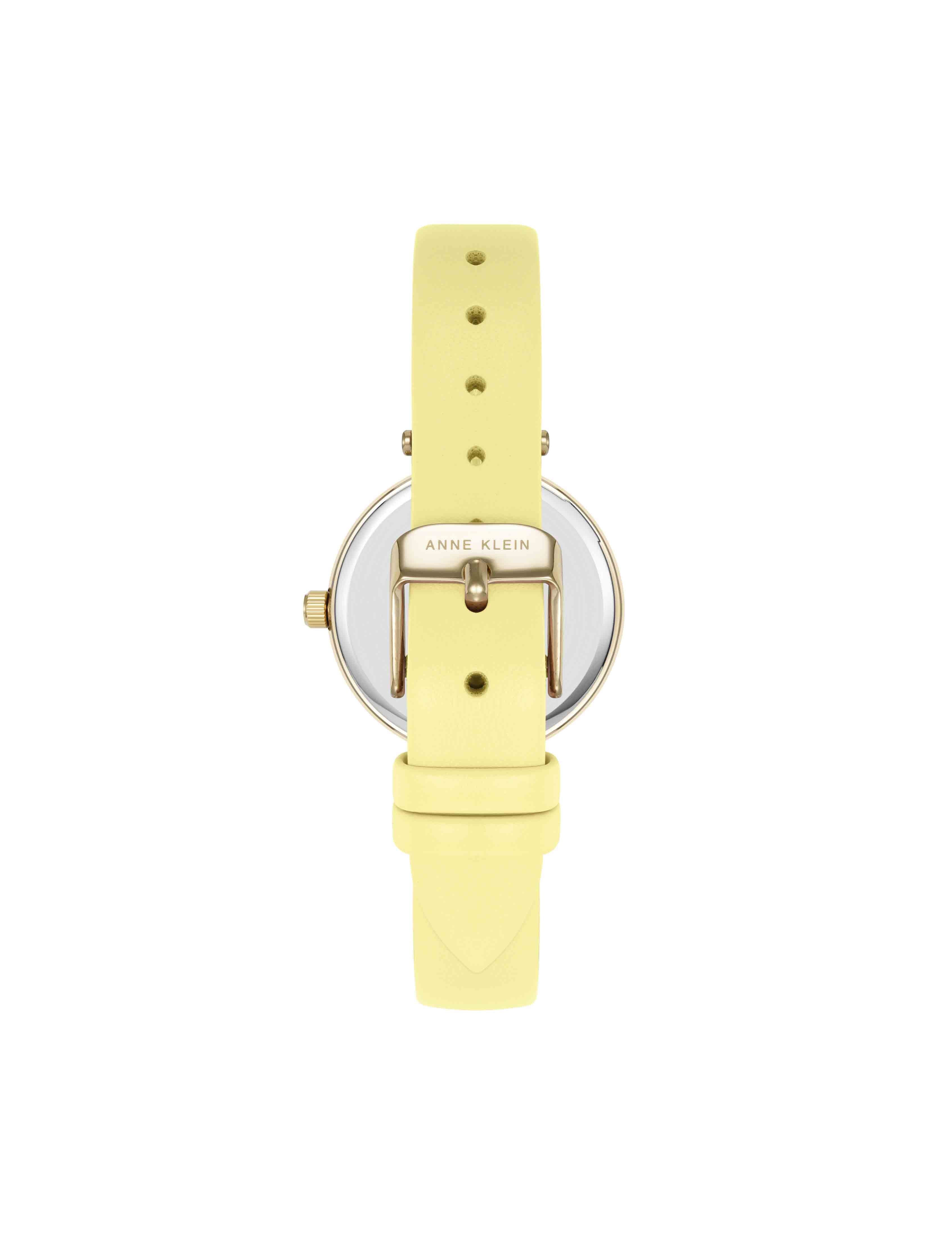 Sustainable Leather Band Watch, 32mm - Anne Klein Yellow/Gold-Tone