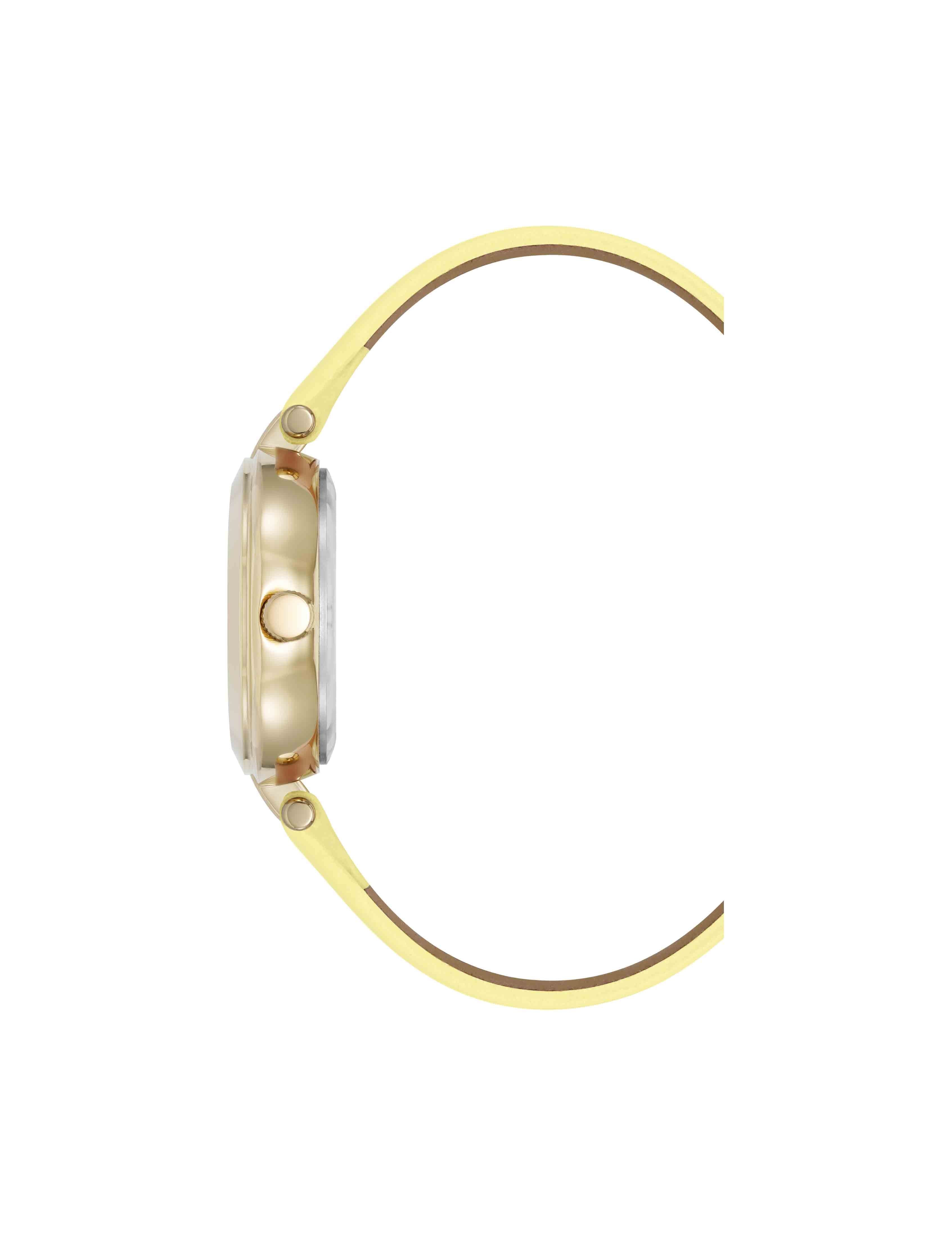Sustainable Leather Band Watch, 32mm - Anne Klein Yellow/Gold-Tone