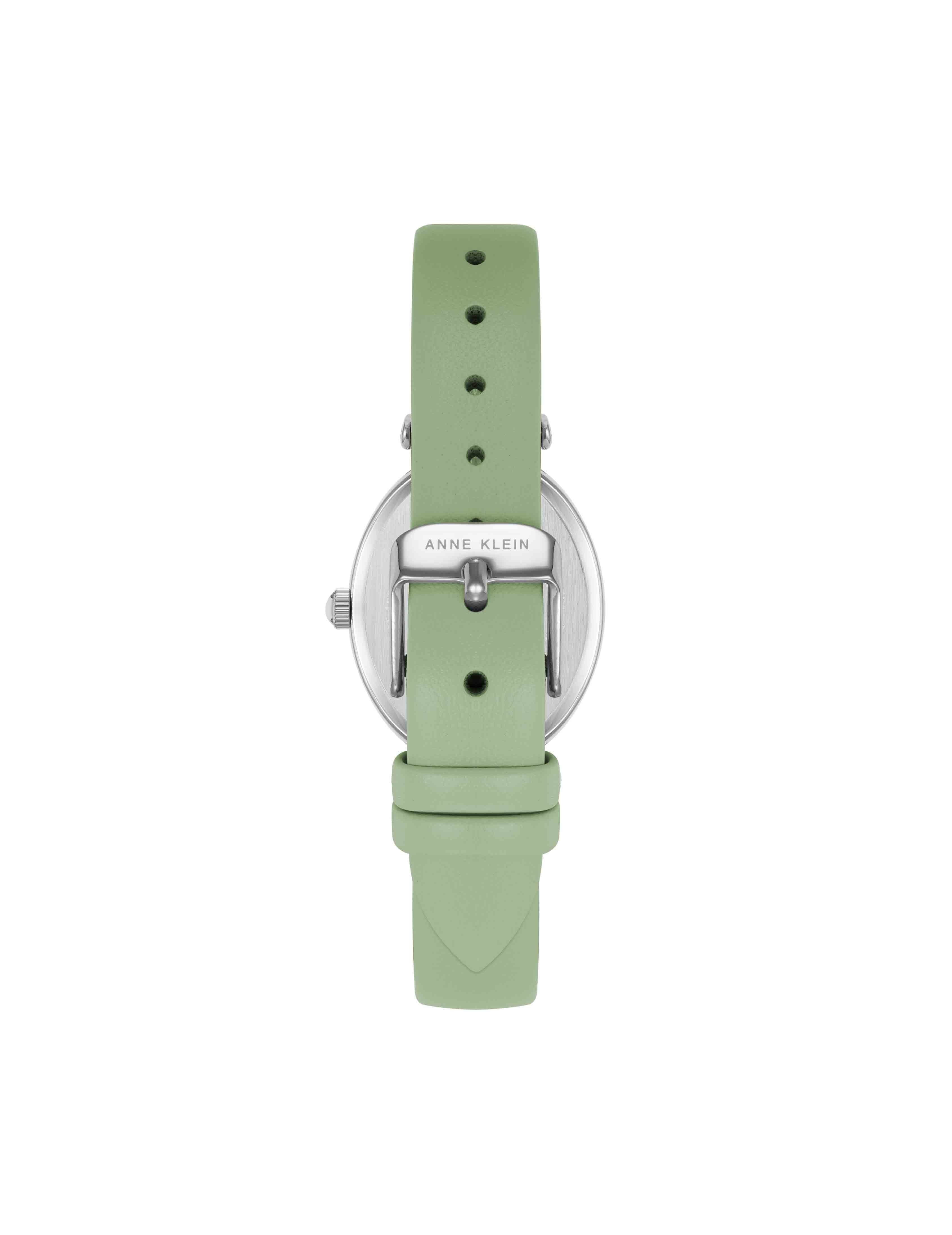 Consider It Oval Case Leather Watch - Anne Klein Green/Silver-Tone