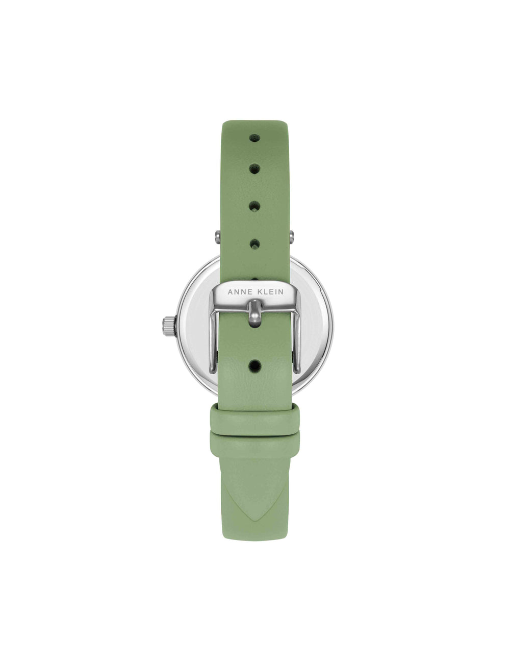 Consider It Round Sustainable Leather Band Watch - Anne Klein Green/Silver-Tone