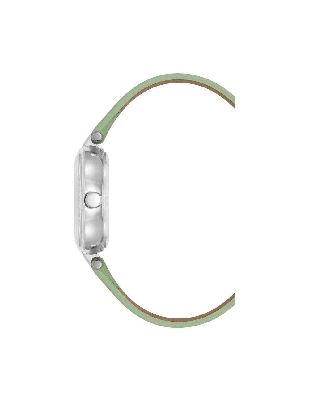 Consider It Round Sustainable Leather Band Watch - Anne Klein Green/Silver-Tone