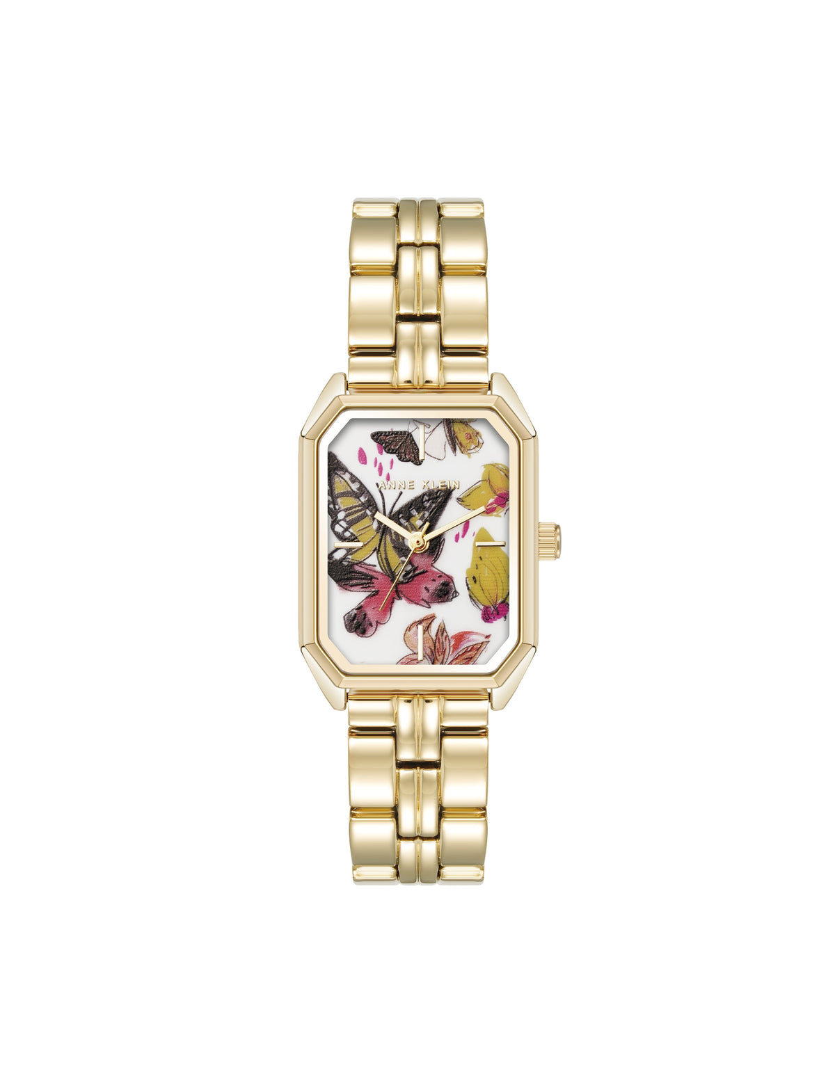 Butterfly Dial Leather Strap Watch in Gold-Tone - Anne Klein Gold-Tone
