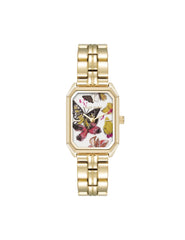 Butterfly Dial Leather Strap Watch in Gold-Tone - Anne Klein Gold-Tone