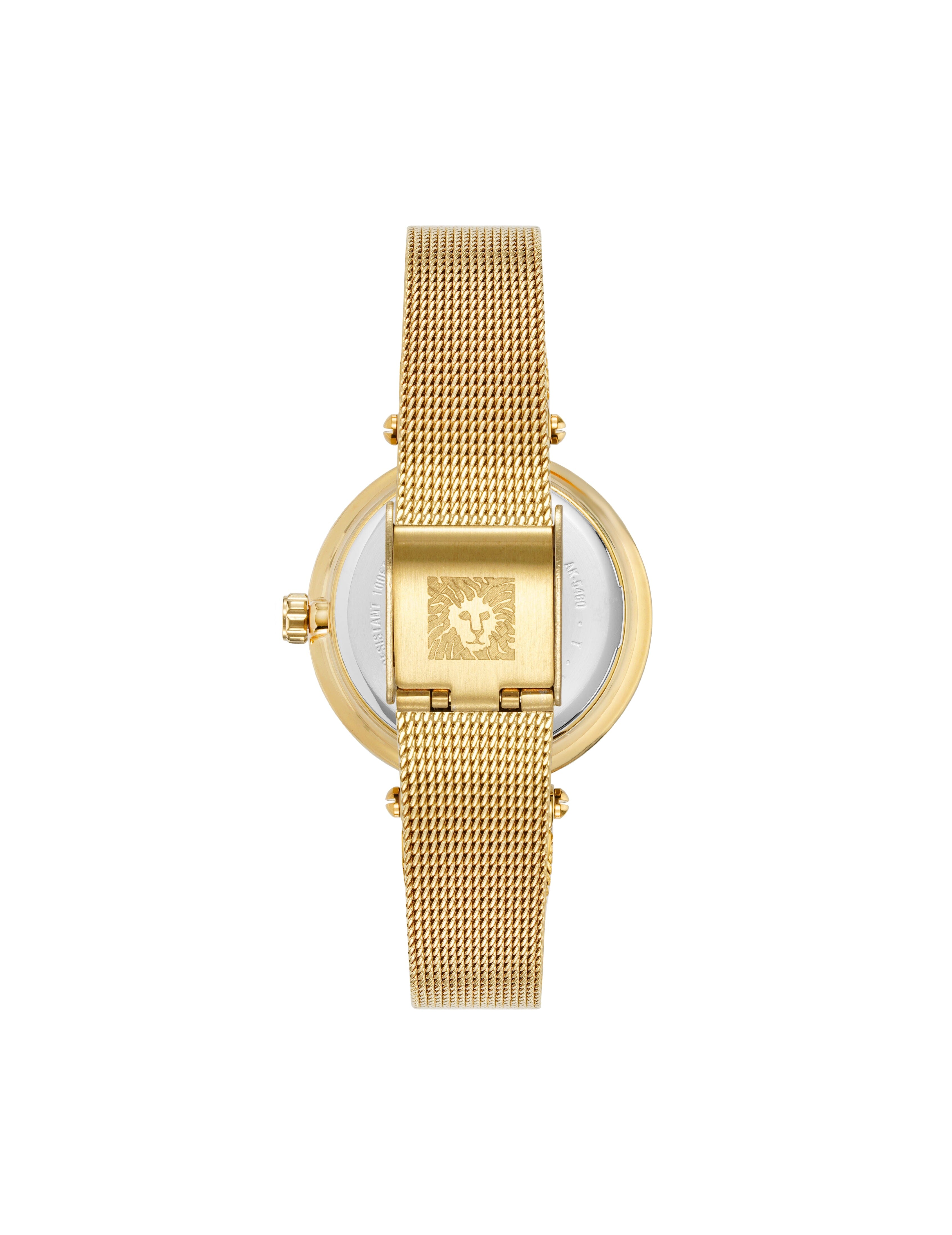 Butterfly Dial Leather Strap Watch in Gold-Tone - Anne Klein