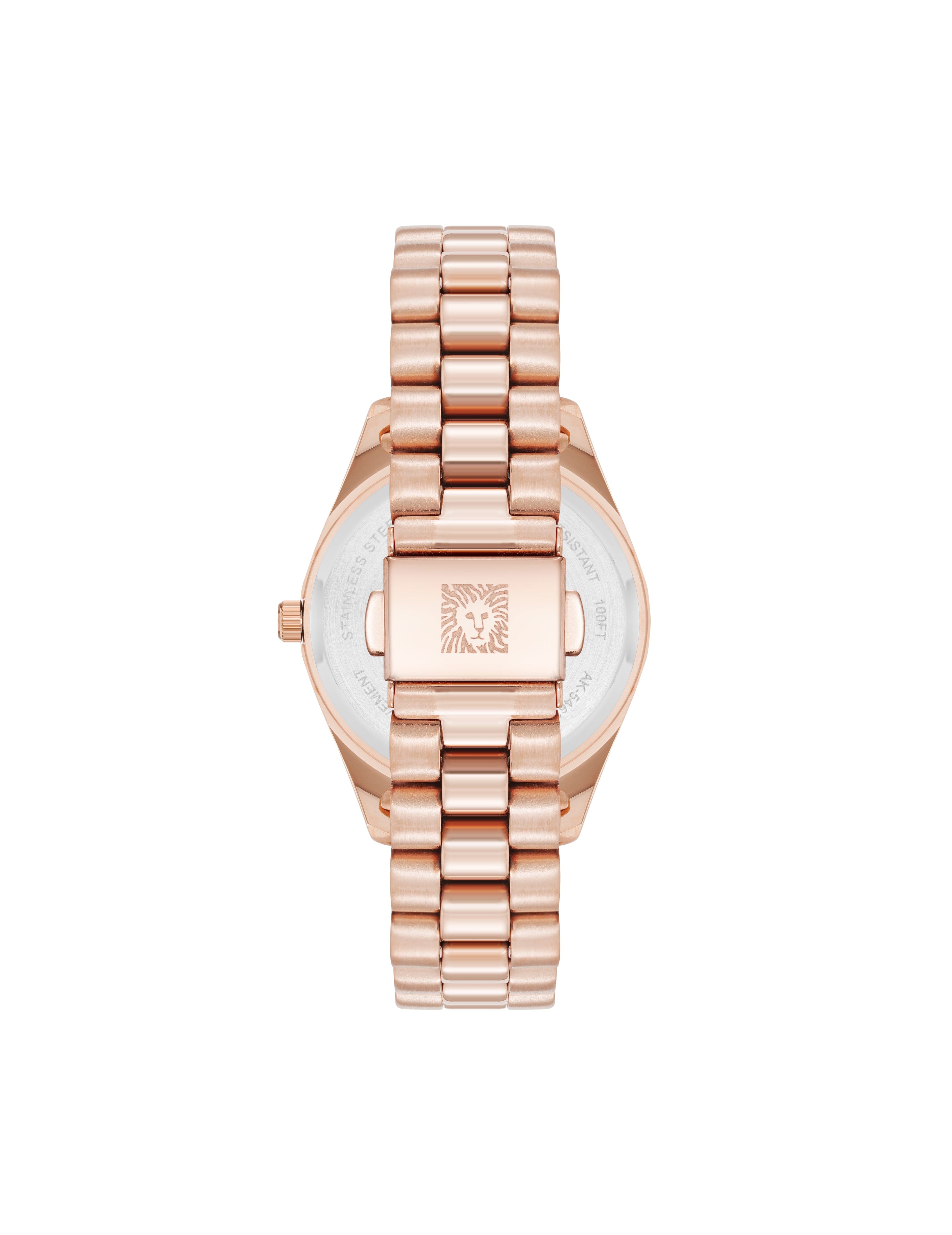 Butterfly Dial Leather Strap Watch in Rose Gold-Tone - Anne Klein