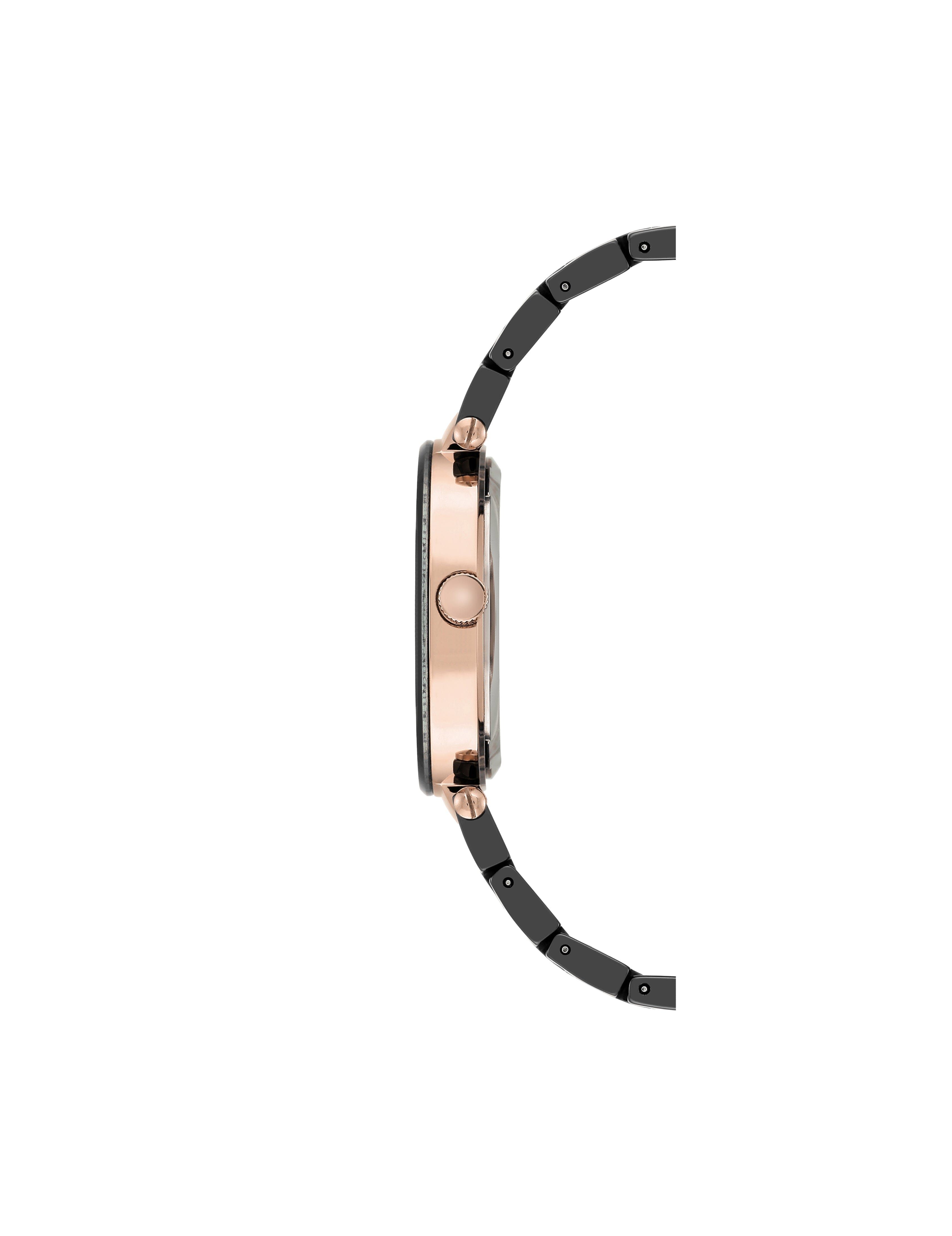 Ceramic Bracelet Watch with Diamonds - Anne Klein Black/Rose-Tone