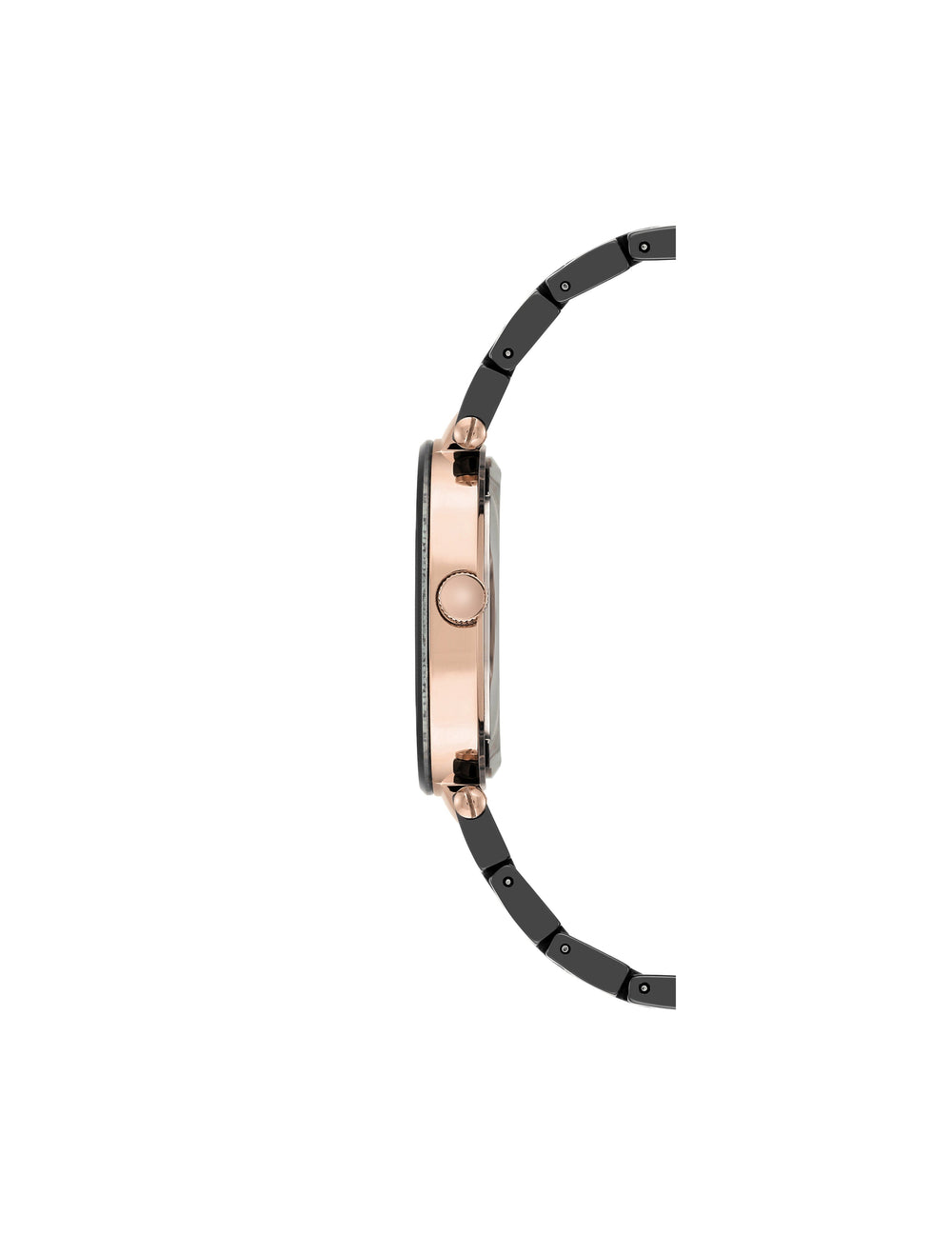 Ceramic Bracelet Watch with Diamonds - Anne Klein Black/Rose-Tone
