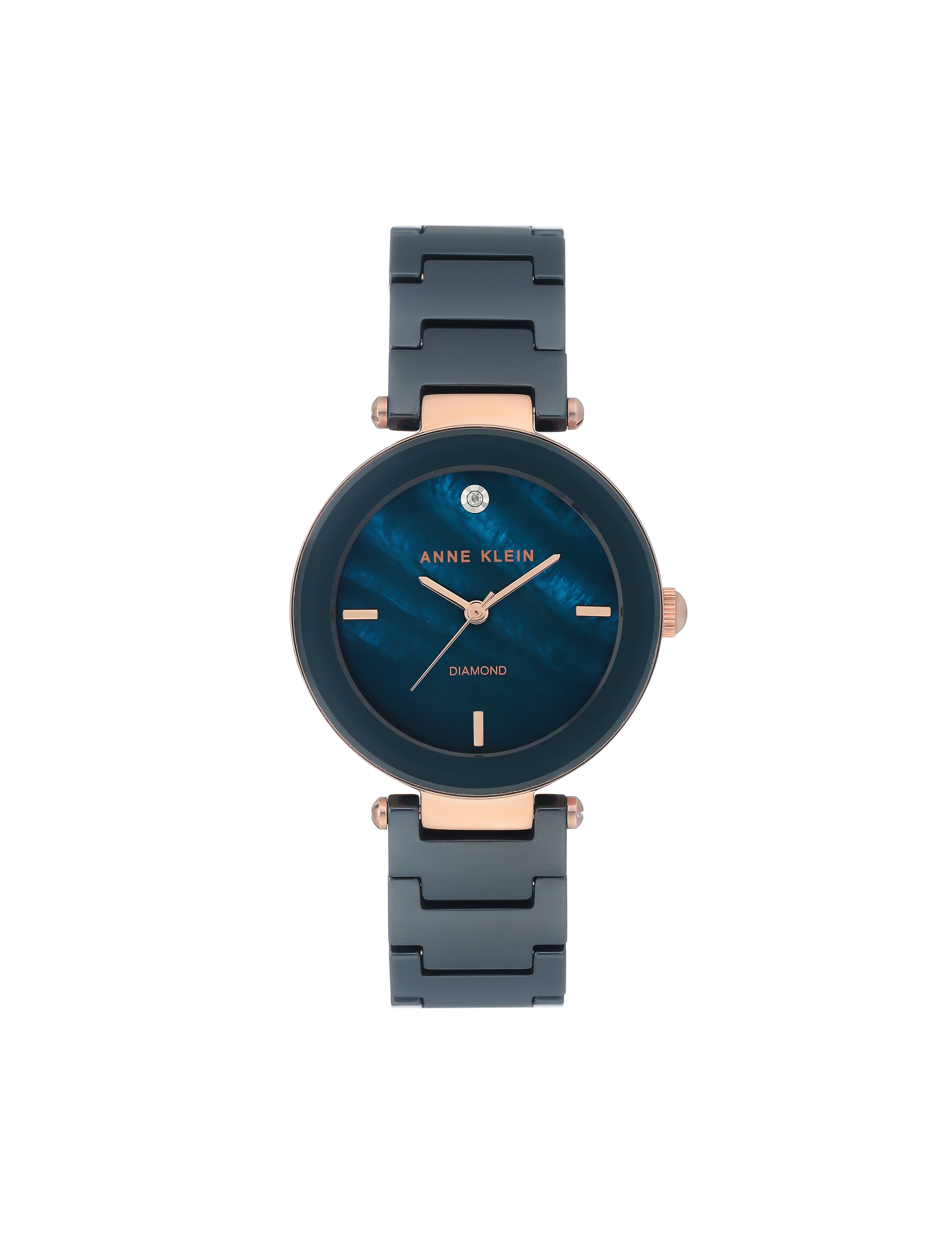 Ceramic Bracelet Watch with Diamond Accents - Anne Klein Navy/Rose-Tone