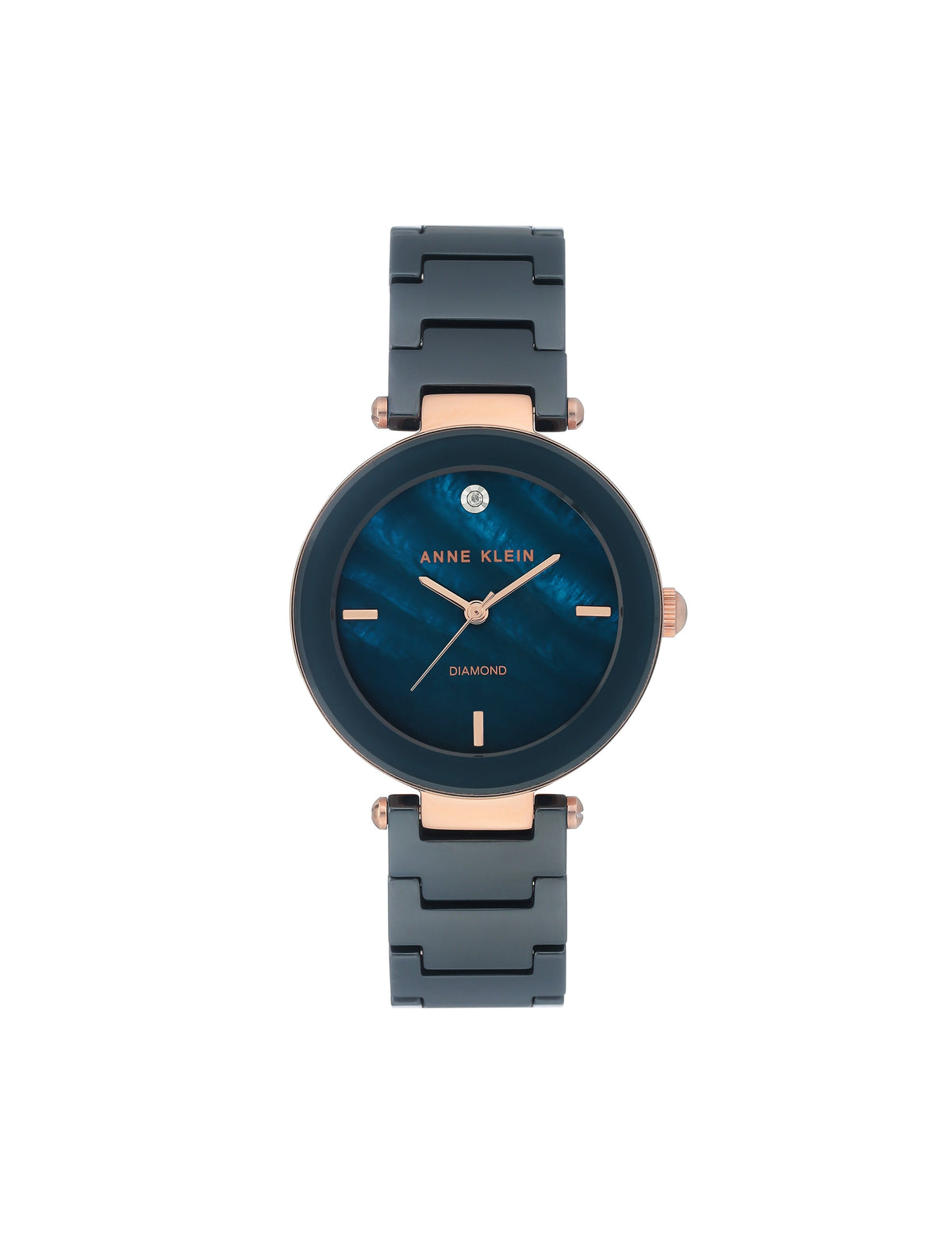 Ceramic Bracelet Watch with Diamond Accents - Anne Klein Navy/Rose-Tone