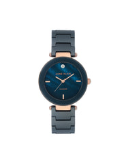 Ceramic Bracelet Watch with Diamond Accents - Anne Klein Navy/Rose-Tone