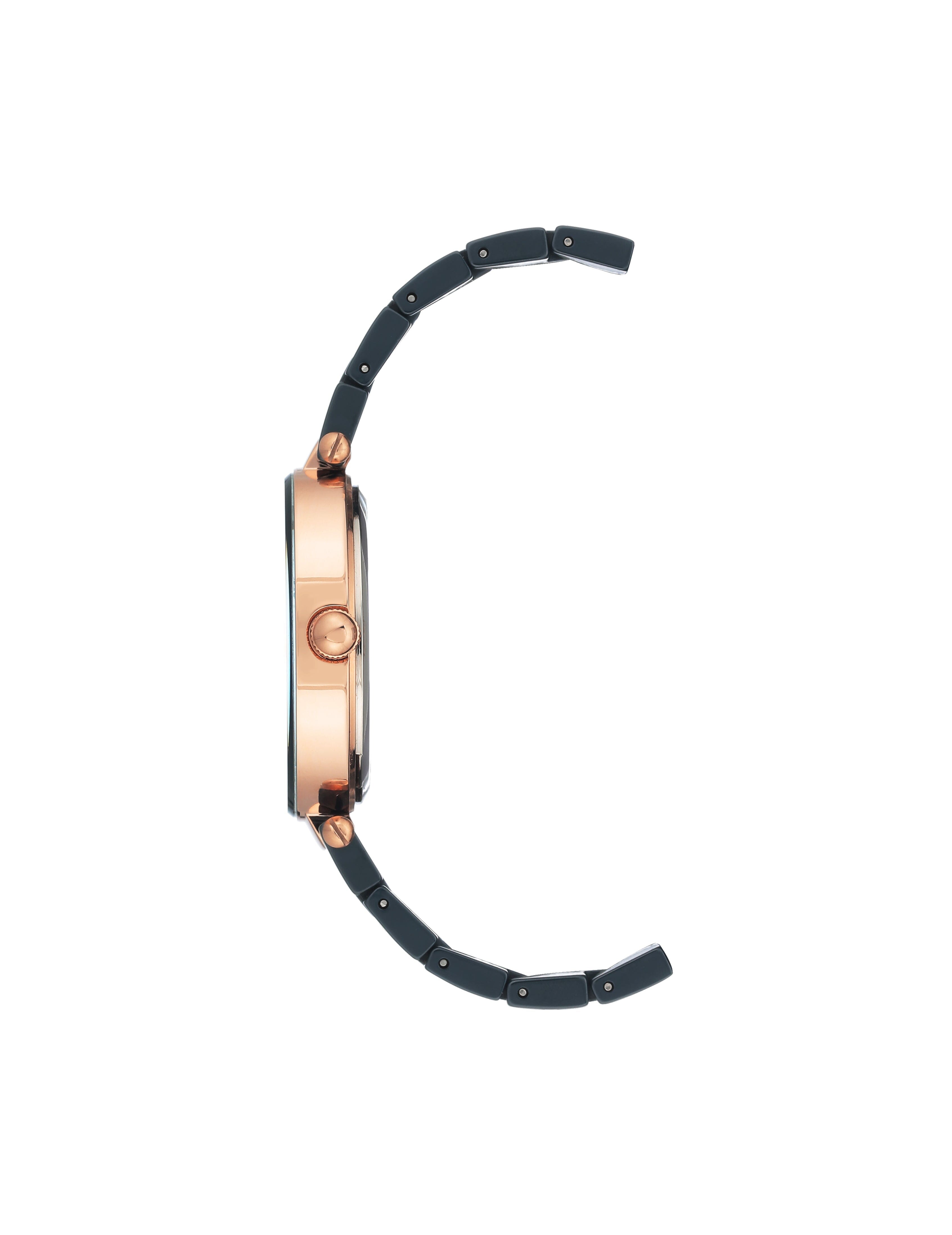 Ceramic Bracelet Watch with Diamond Accents - Anne Klein Navy/Rose-Tone